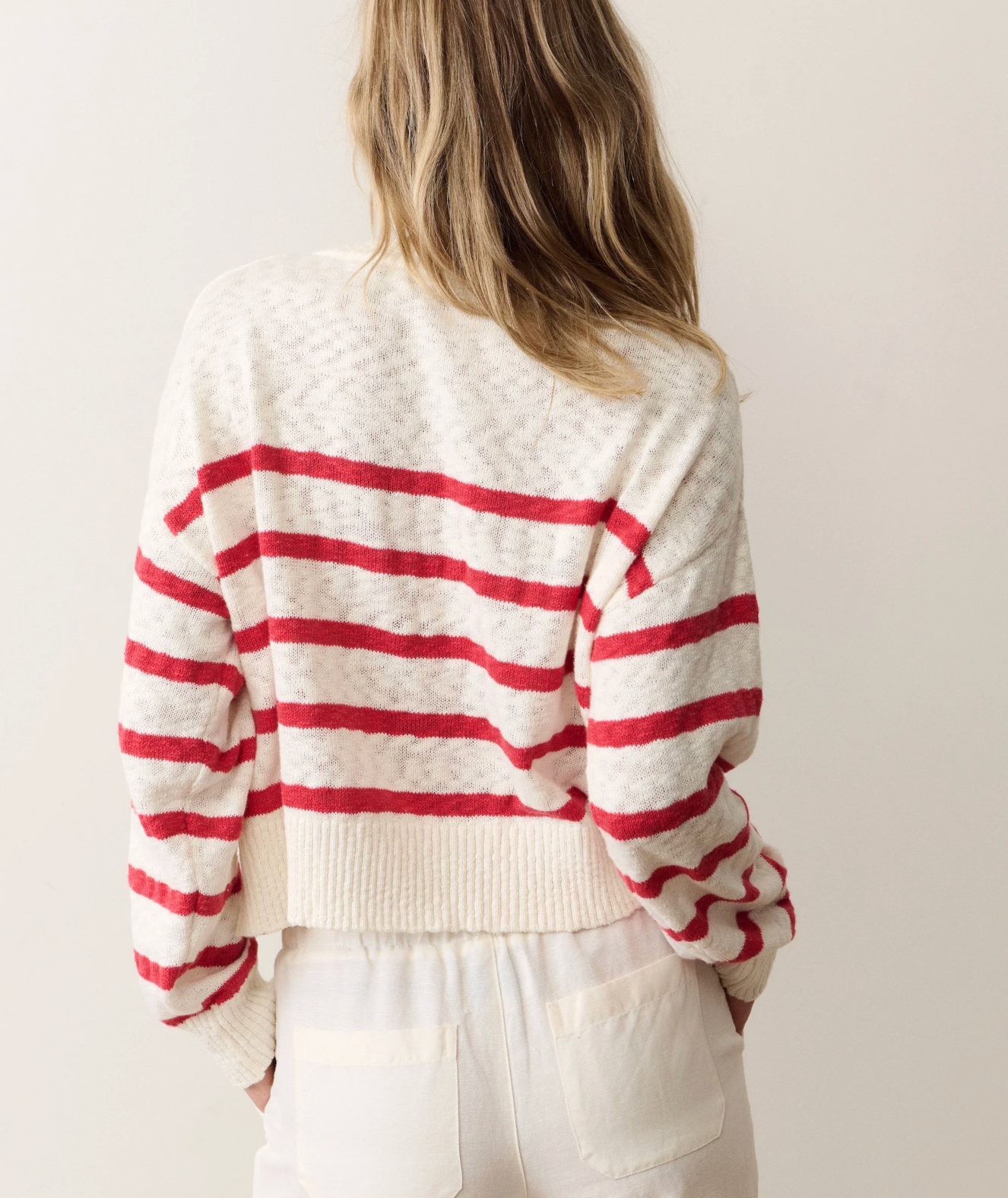 Seabreeze Crewneck Sweater | Red + White Stripe