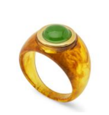 Tortoise Shell Resin Ring | Green Quartz