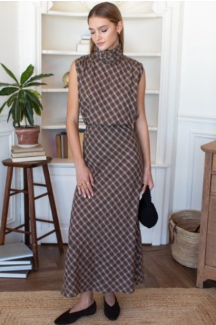 Emerson Fry Frederique Sleeveless Blouse | Cocoa Plaid