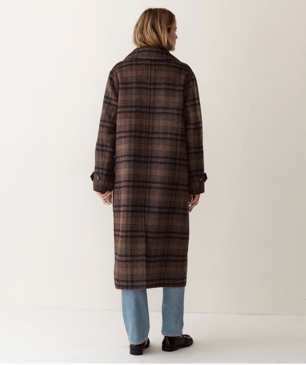 Colette Wool Topcoat | Brown/Black Plaid