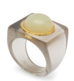 Square Tortoise Resin Ring | Round Aqua Quartz
