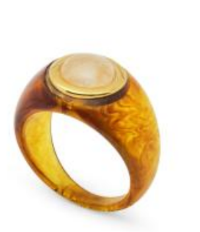 Tortoise Shell Resin Ring | Round Moonstone