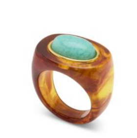 Tortoise Shell Resin Ring | Oval Amazonite