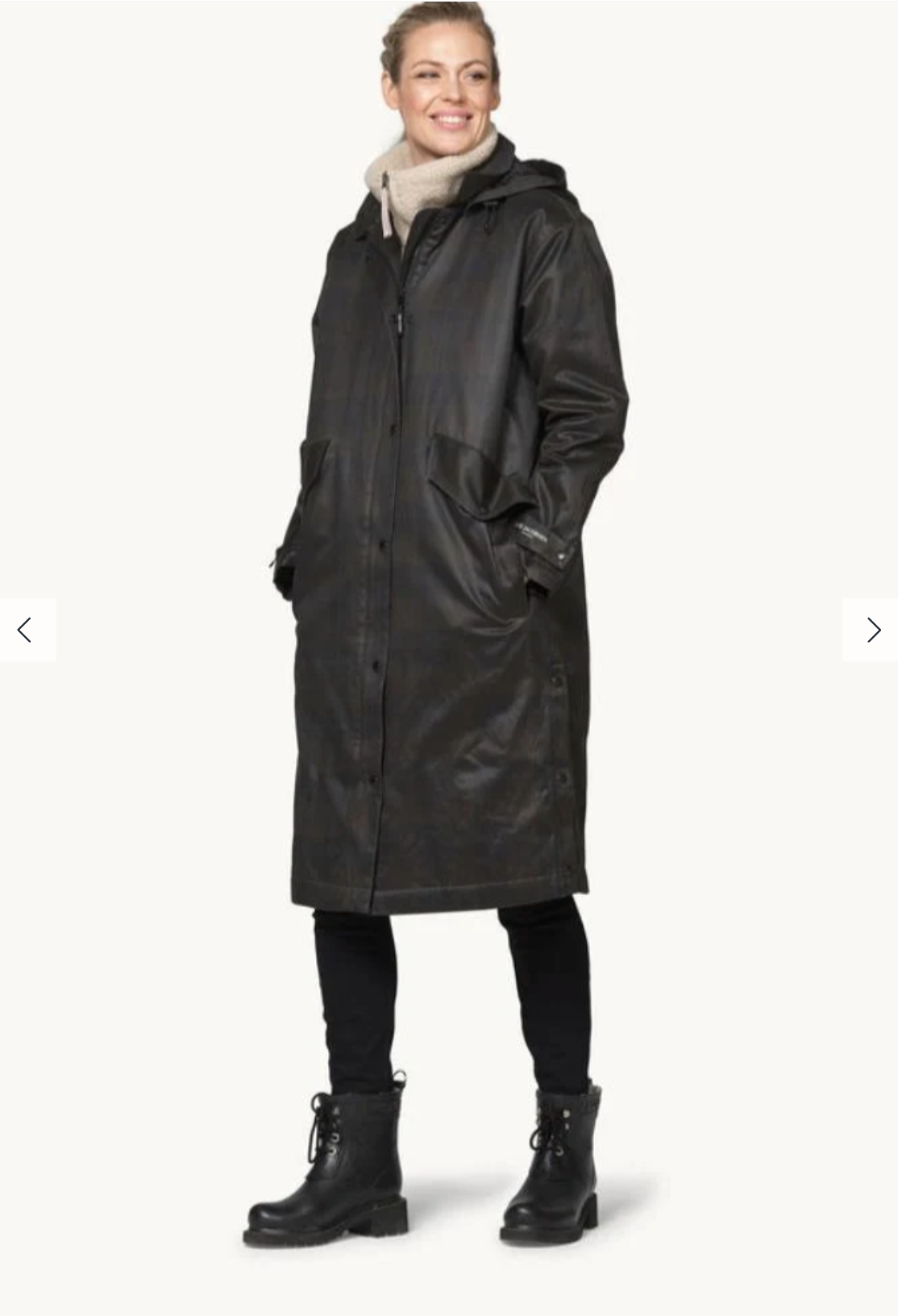 Ilse Jacobsen Land Padded Coat | Black and Brown Checked