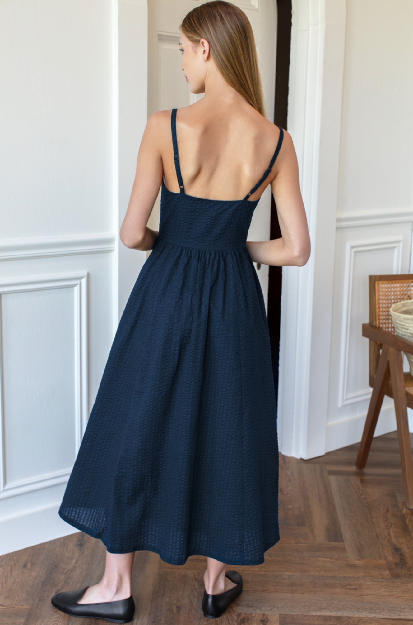 Emerson Fry Florentine Layering Dress - Navy Seersucker