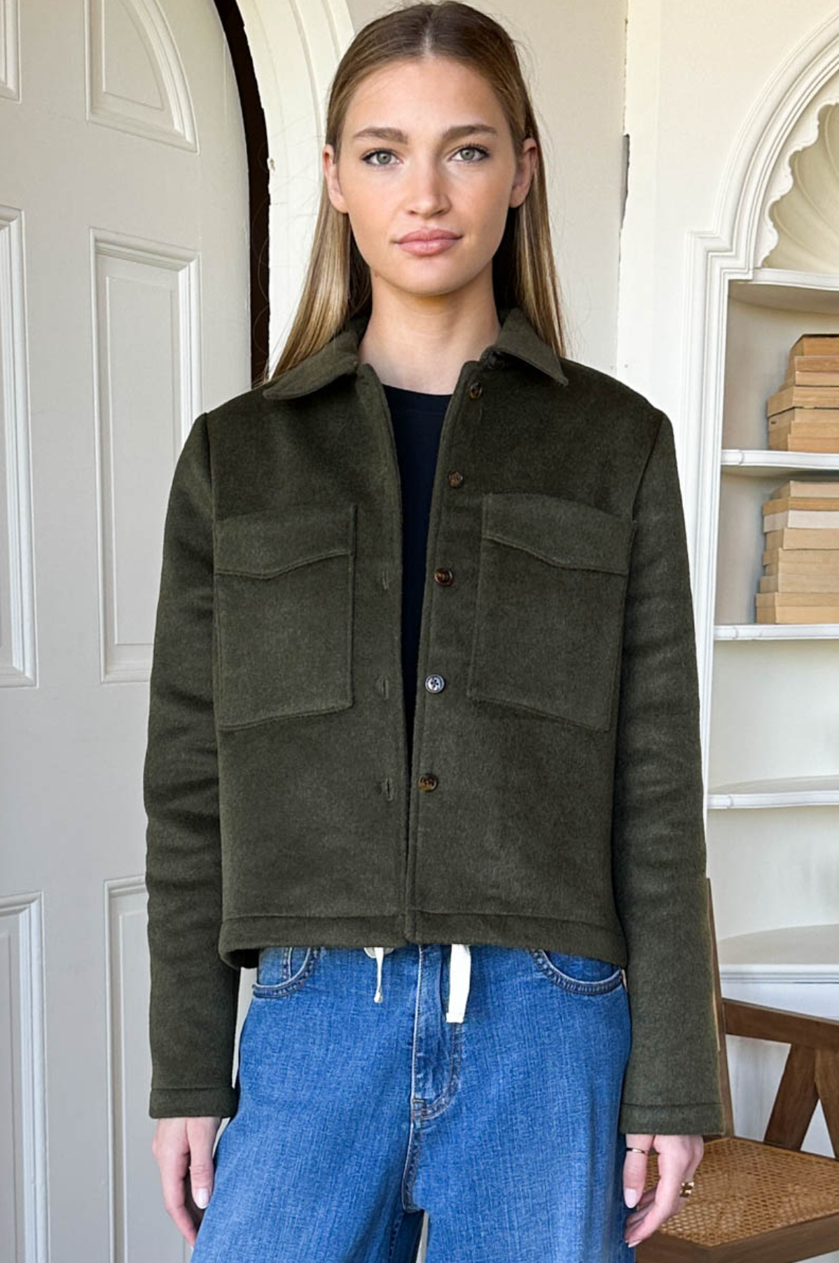 Emerson Fry Atelier Pocket Shacket | Army Green Wool