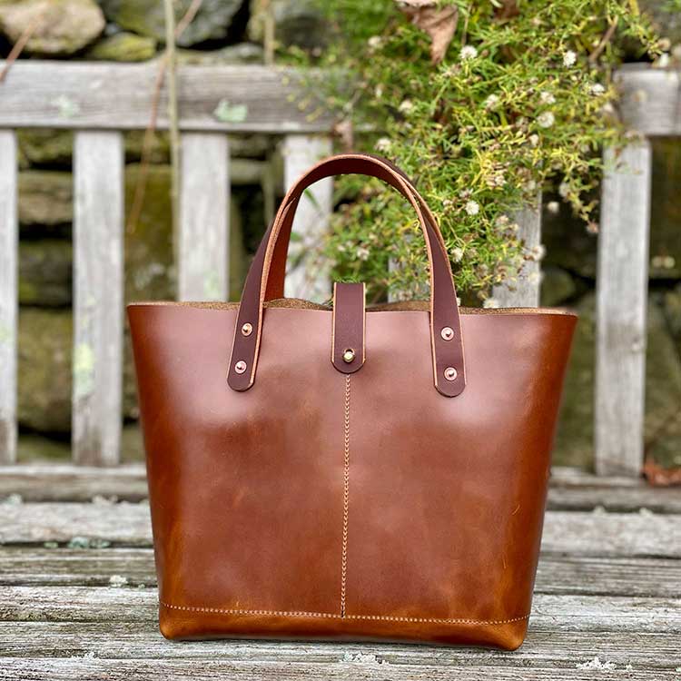 Leather All Day Mini Tote- Waxy Brown