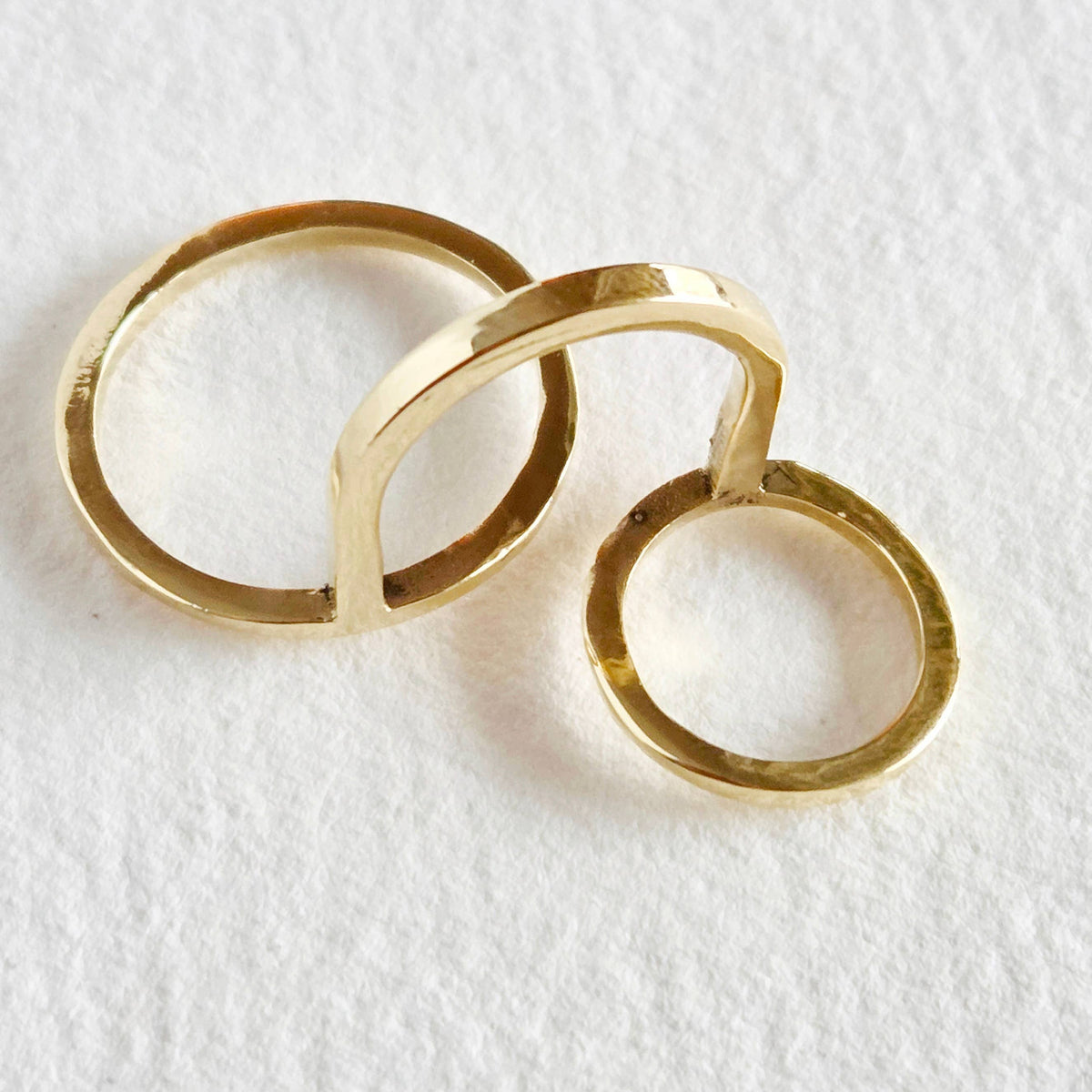 Brass ring open circle adjustable handmade double ring