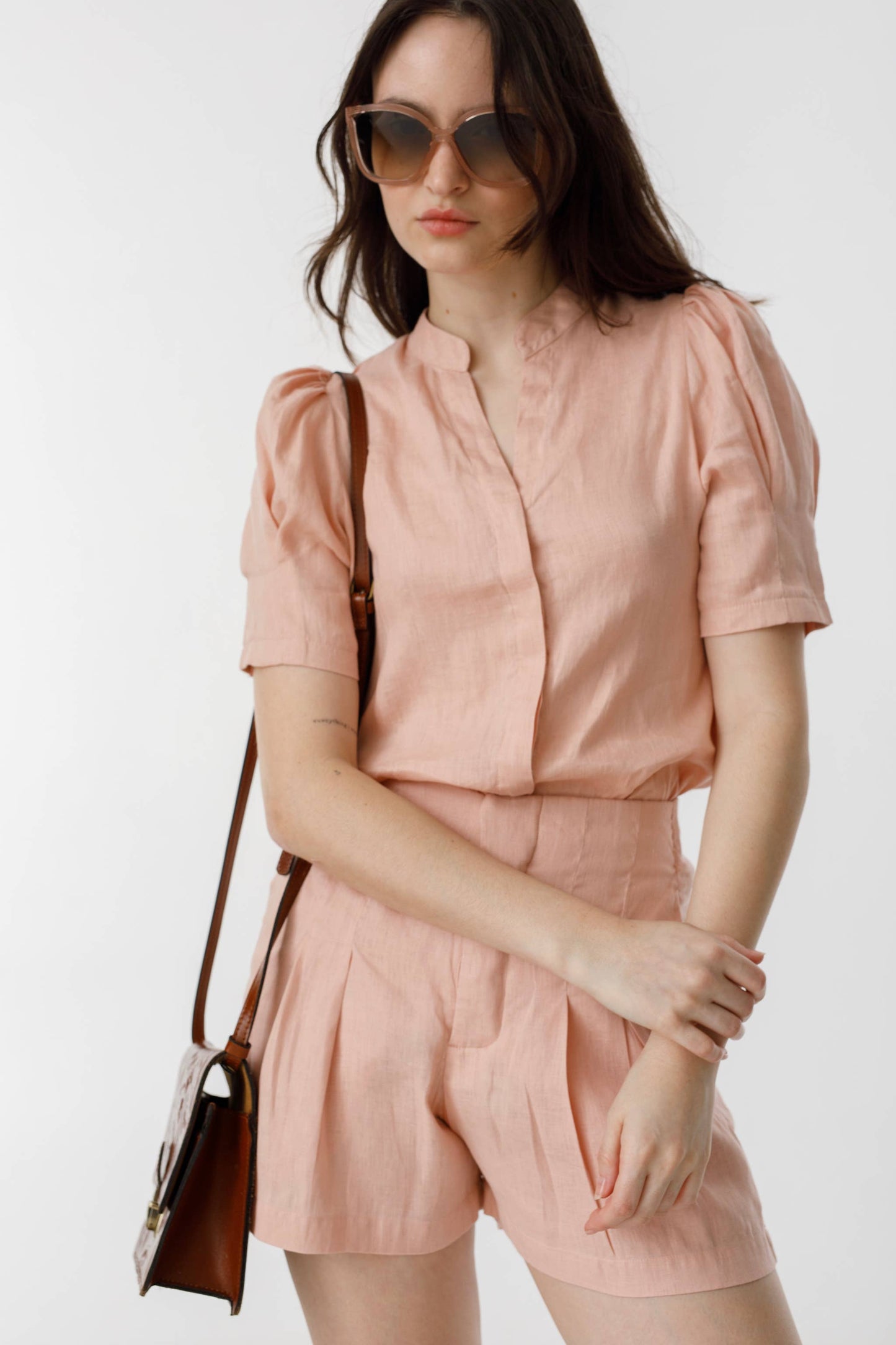 Athina Linen Shirt - Soft Pink