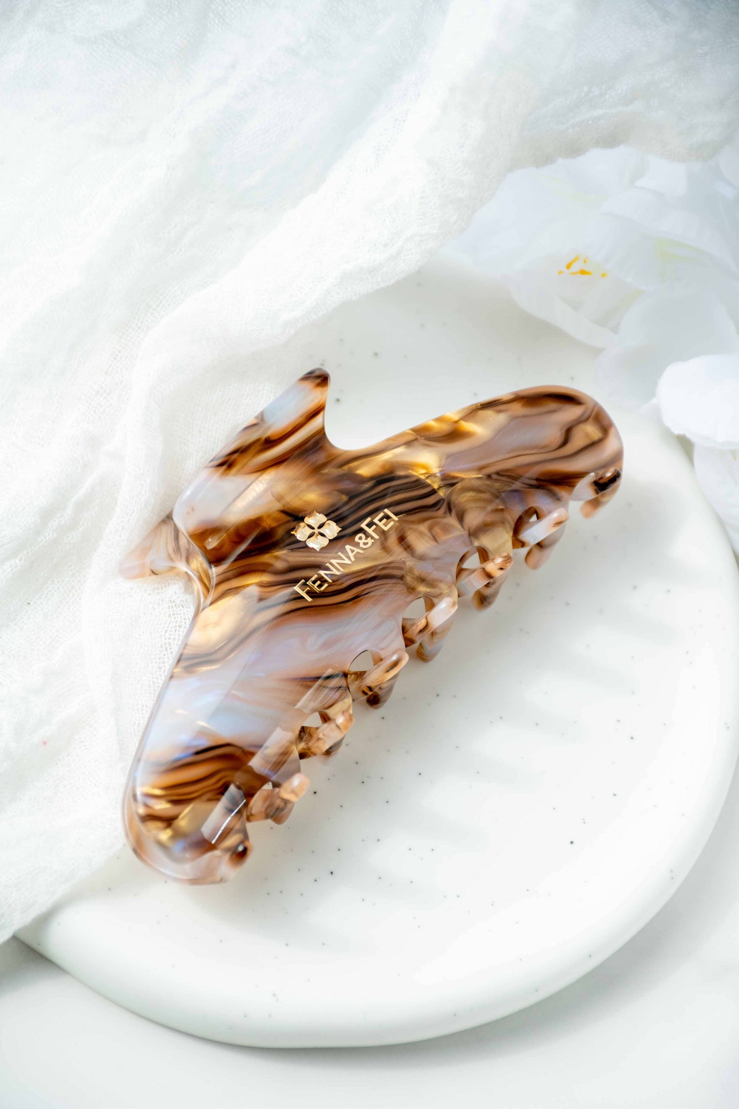 Glamour Grip Wave Claw in Ametrine | Bronze Gold Lavender | Italian Acetate Tortoise Shell Large Hair Clip