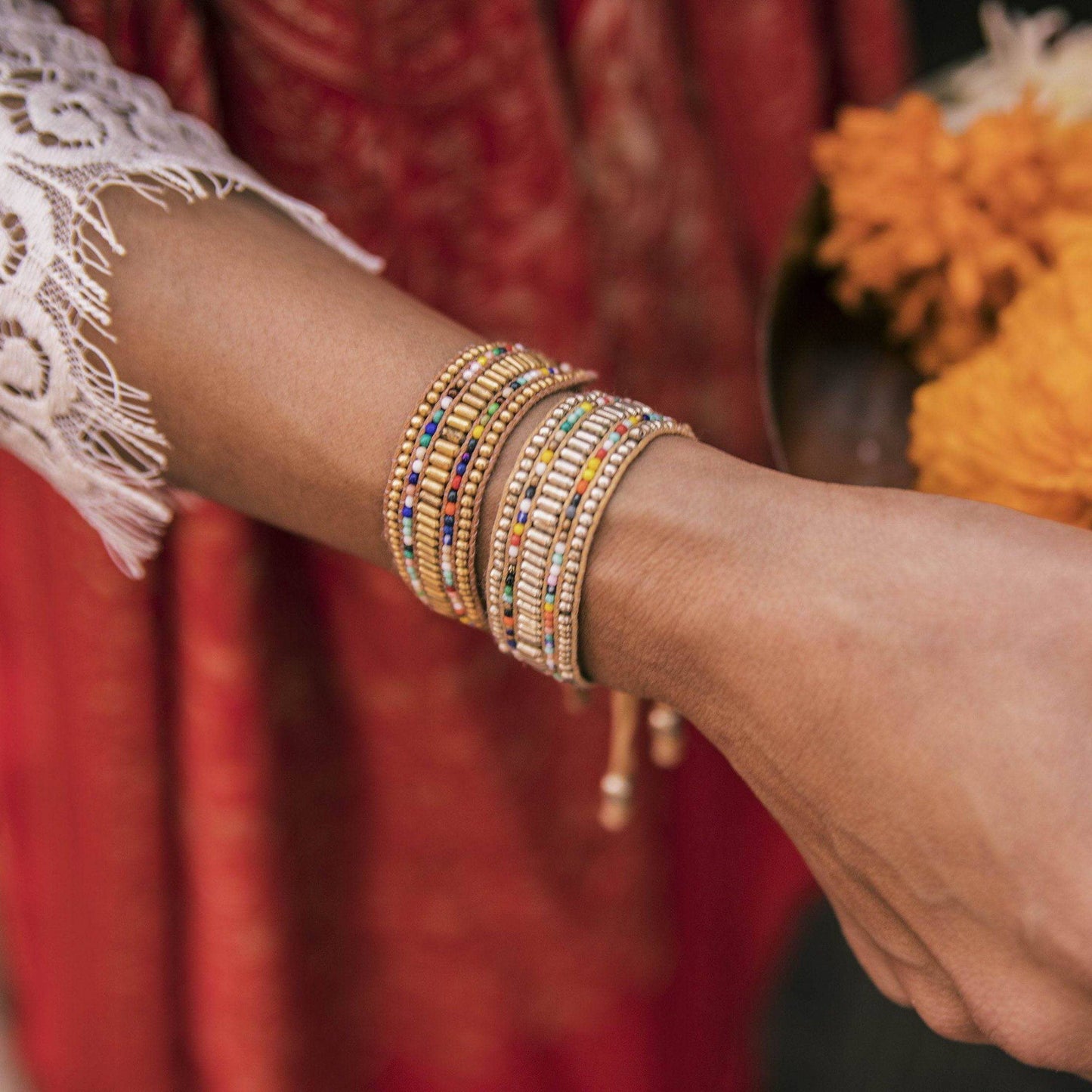 Darjeeling Beaded Bracelet - Silver DBBS