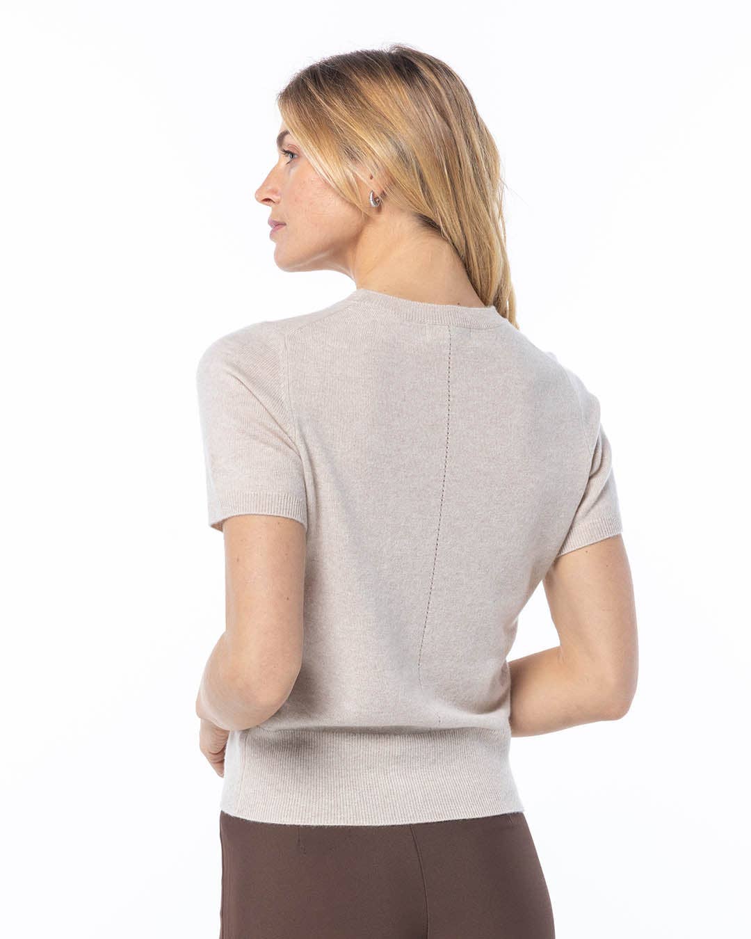 Short Sleeve Cashmere Crew | Oatmeal