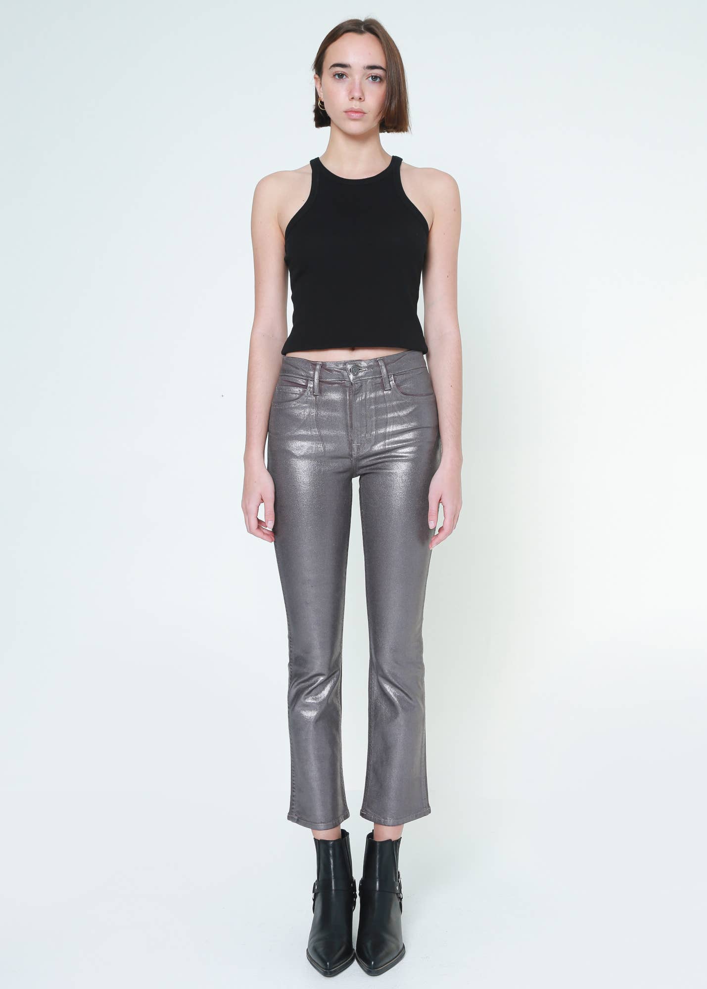 Carla Ankle Bootcut Jeans - Metallic Mauve Coat