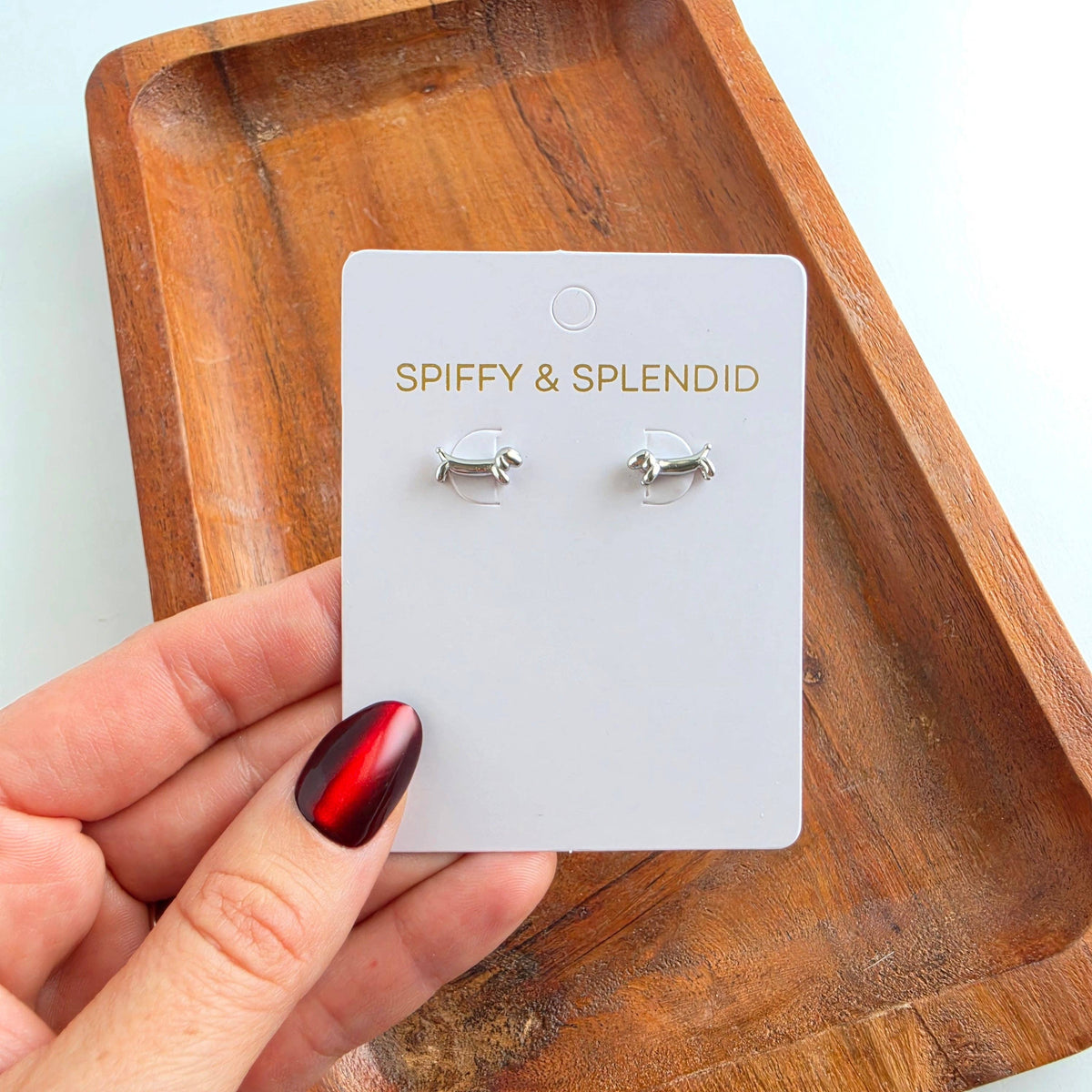 Luxe Dainty Dachshund Studs - Silver // Earrings, Dog