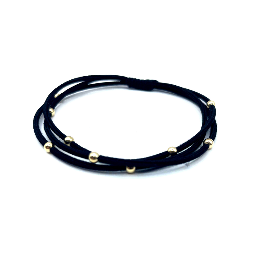 Single Water Pony 3mm Gold Waterproof Hair Band in Black #WP-B