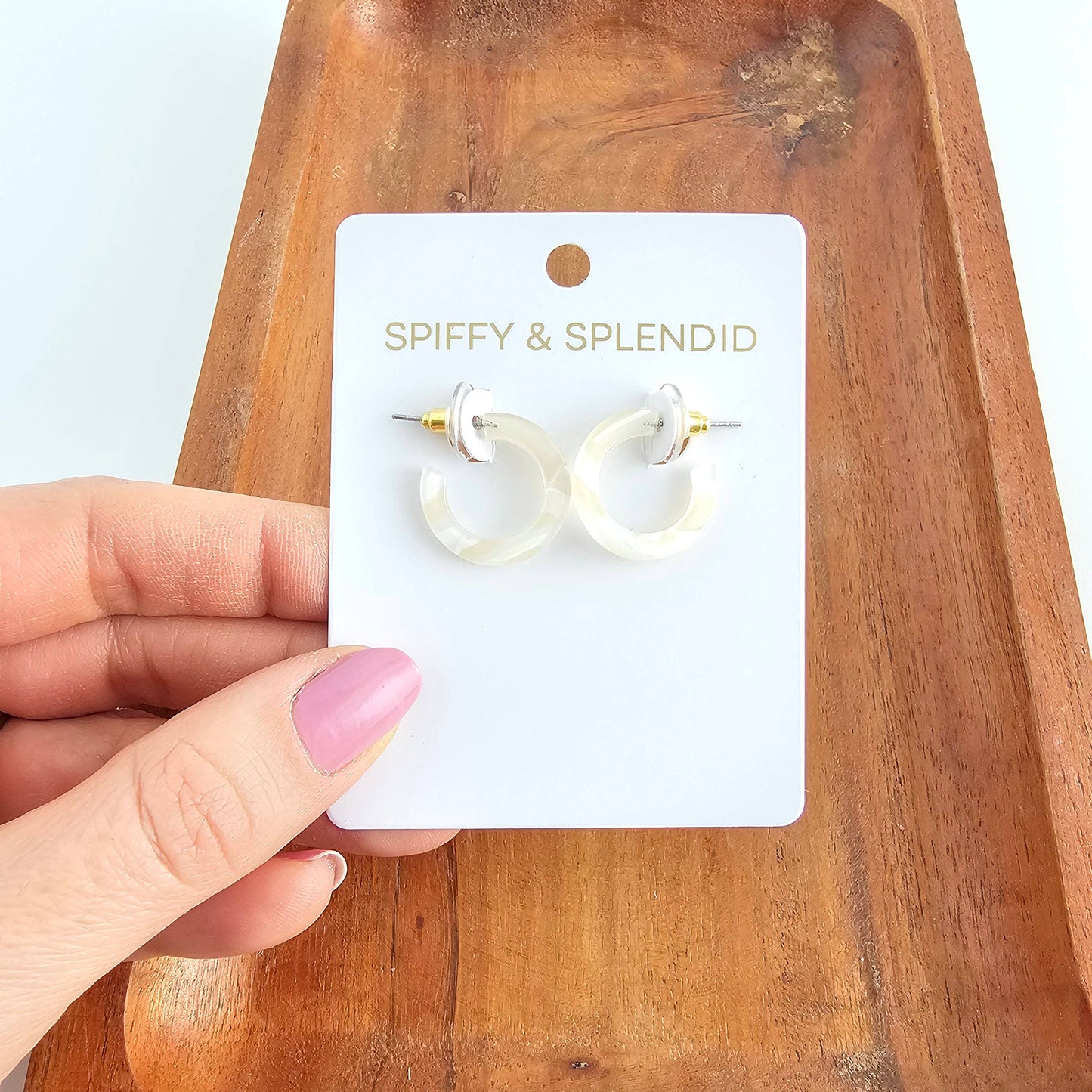Micro Cam Mini Hoops - Ivory // Spring Summer Earrings