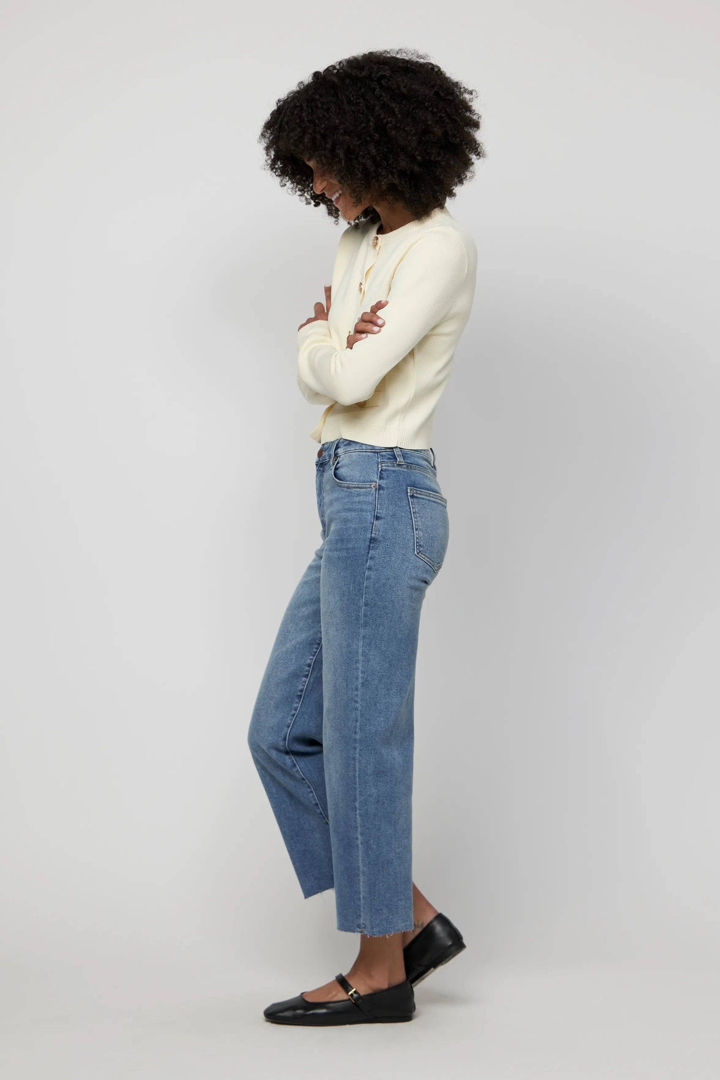 Aberdeen High Rise Wide Leg Crop Faded Indigo Sculpt+