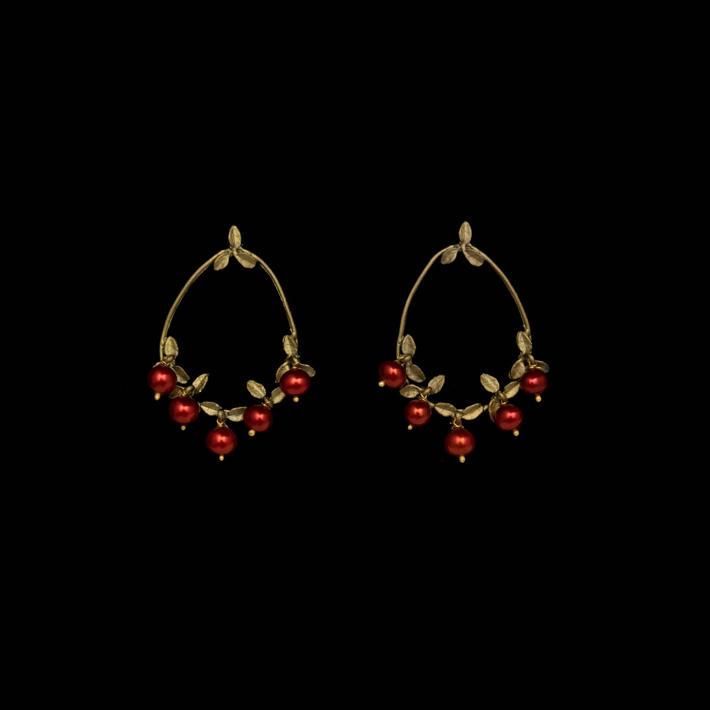 Cranberry Hoop Post Earrings