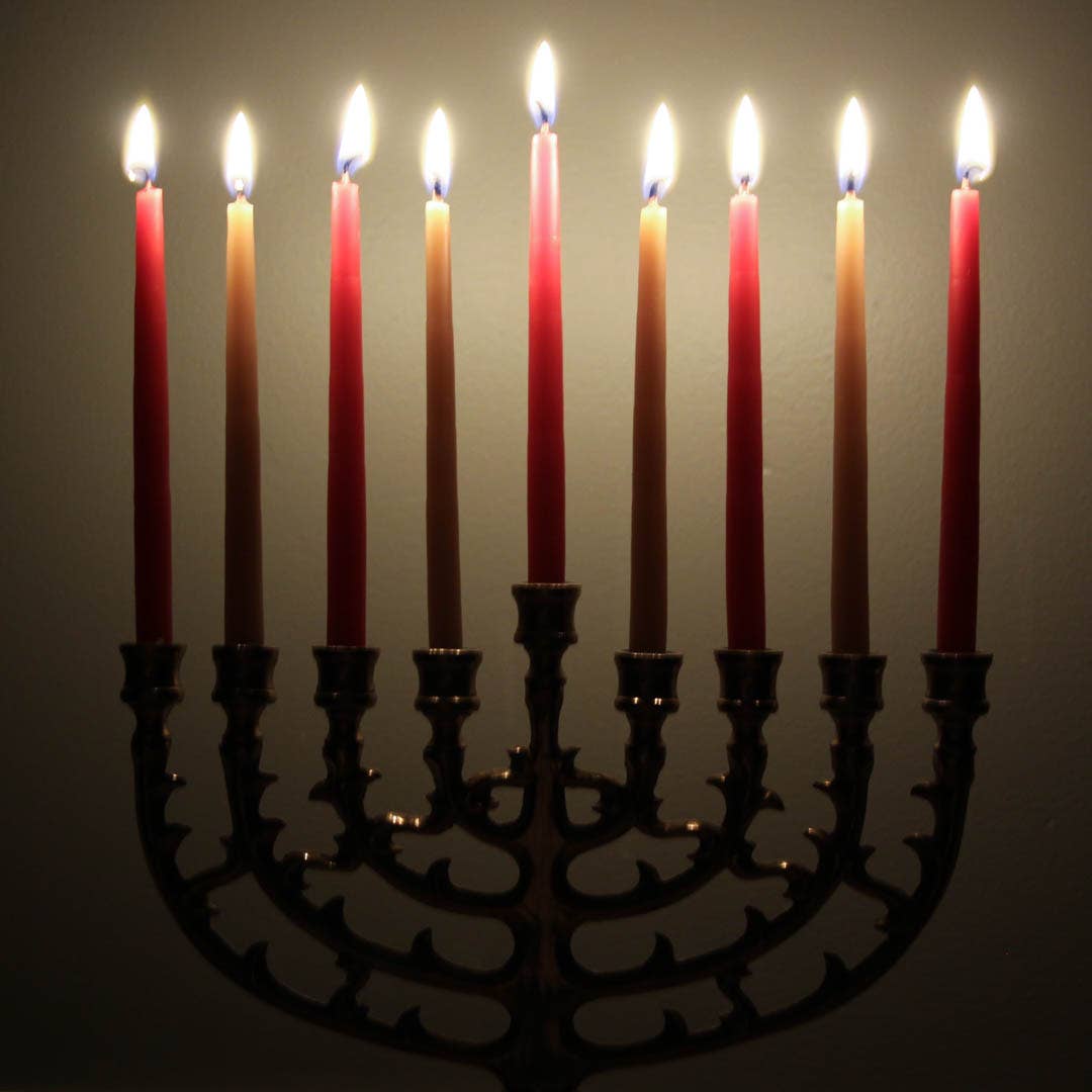Beeswax Hanukkah Candles - White/Blue