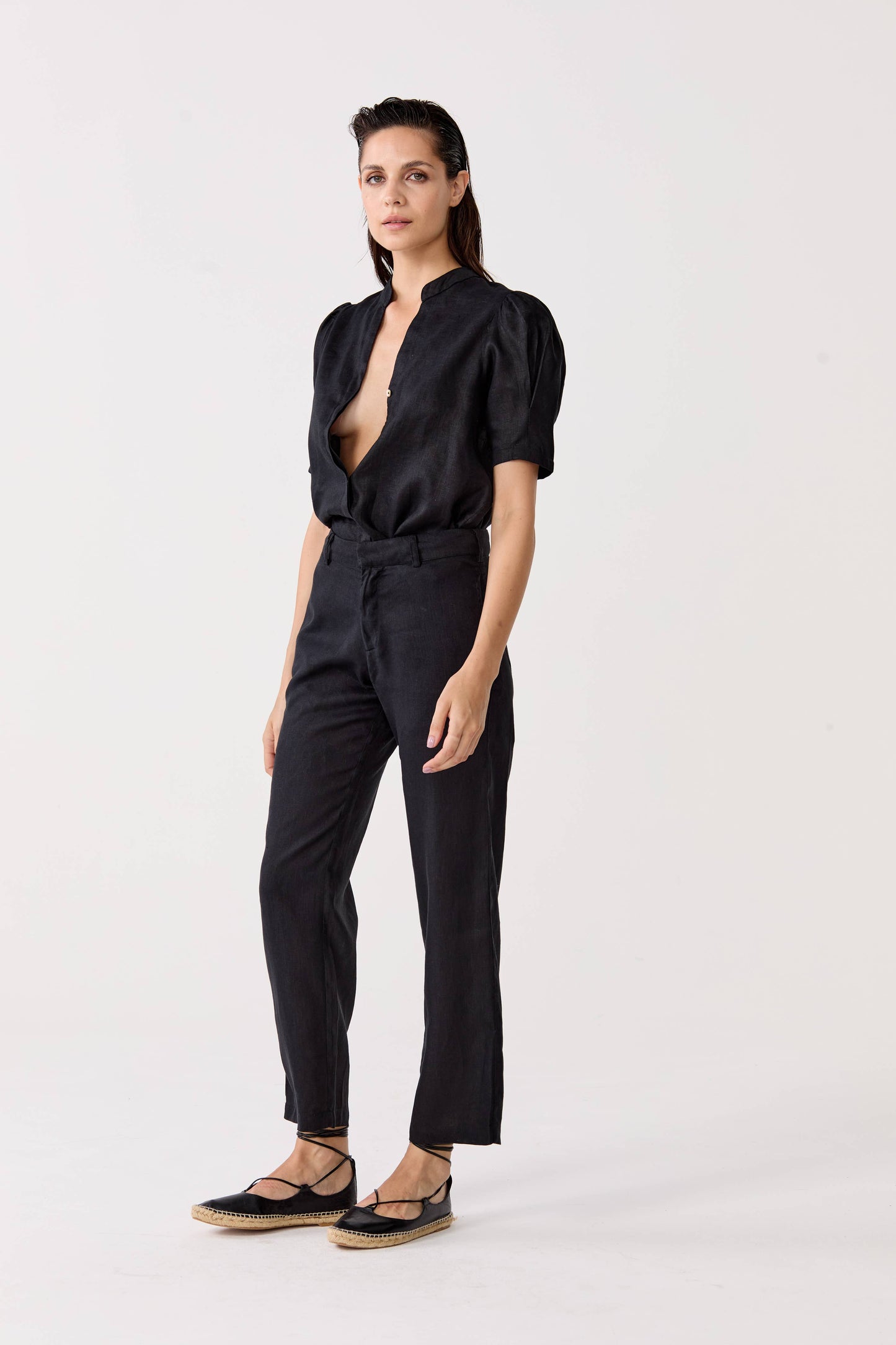 Athina Linen Shirt - Black