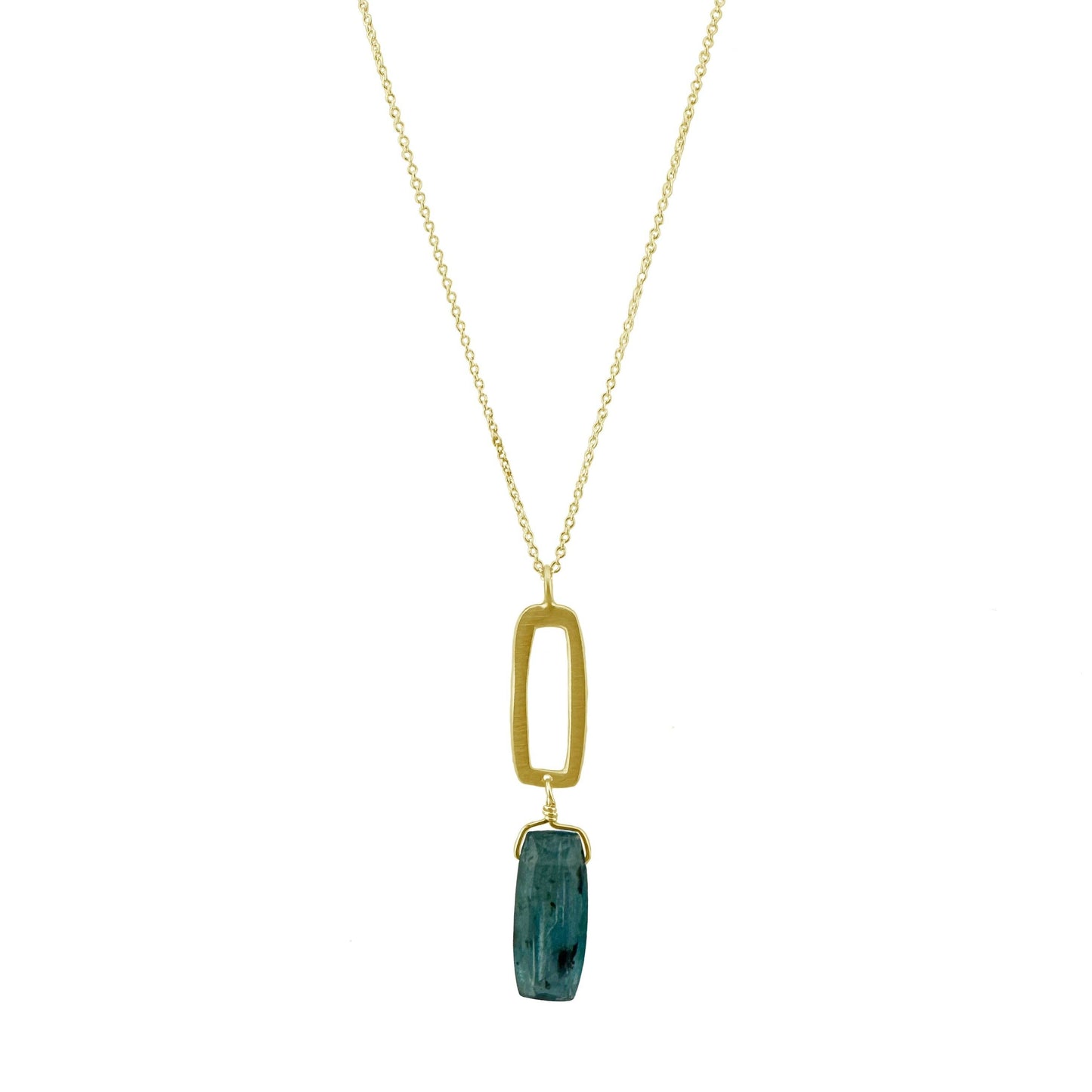 Rectangle w. Blue Kyanite Necklace in Silver or Vermeil