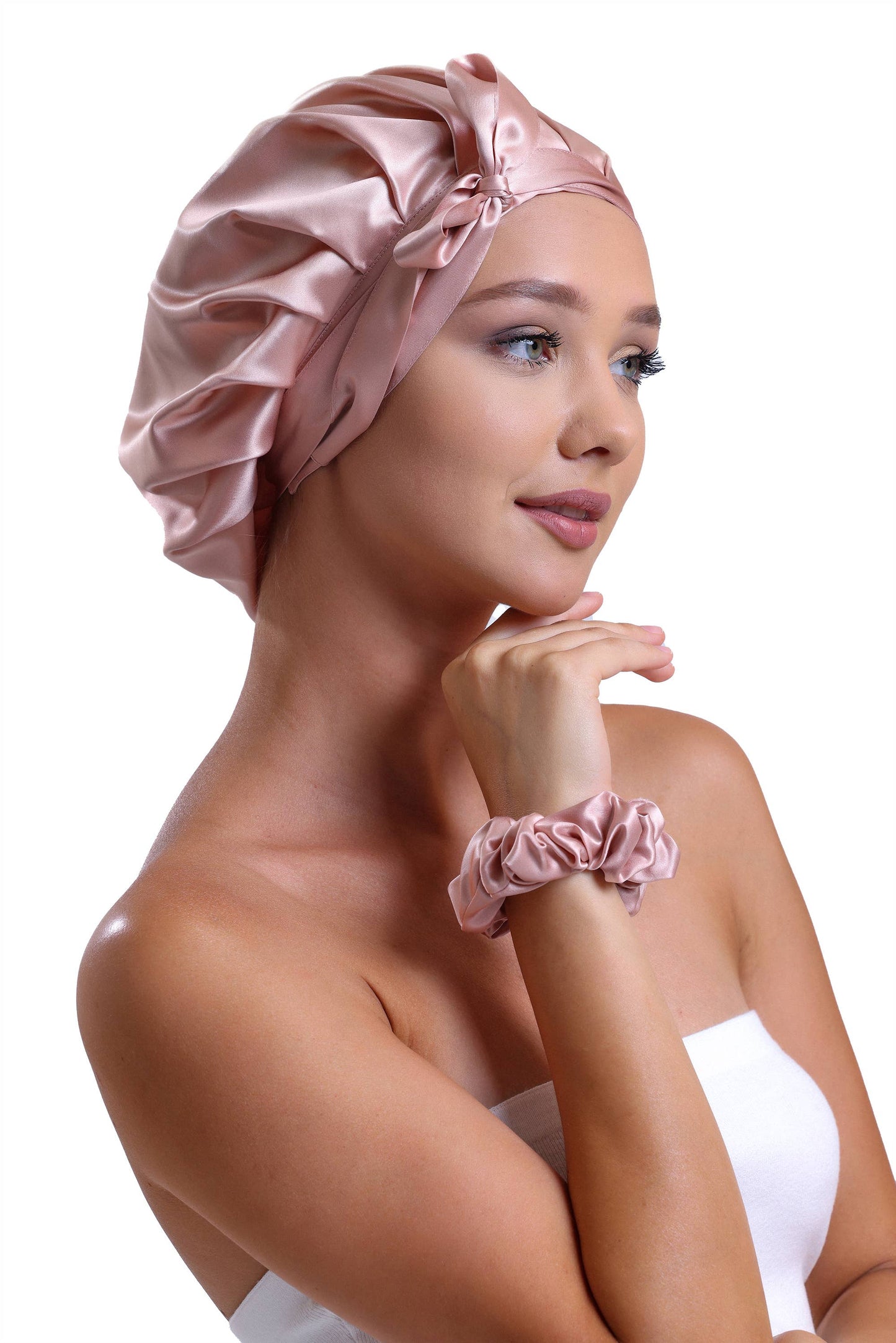 100% Organic Pure Silk Hair Bonnet - Rose Gold Pink