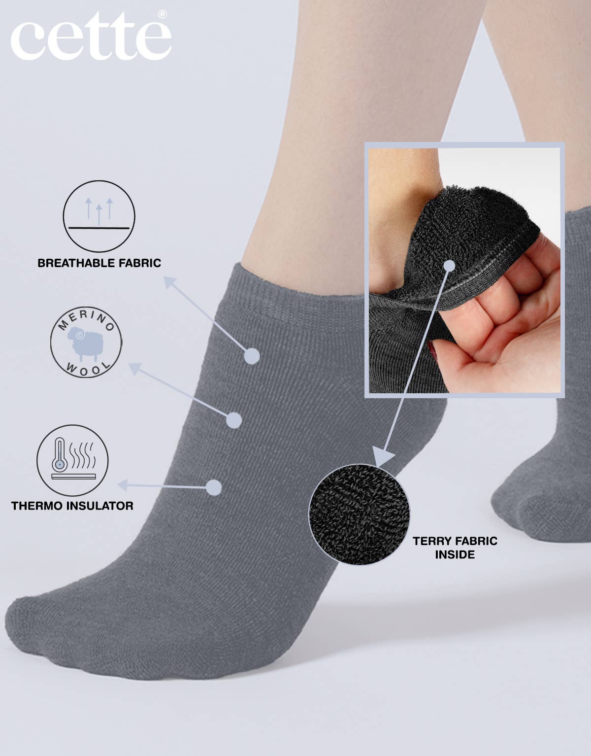 Merino Wool Footies Wool Invisible Socks Trainer Warm Socks