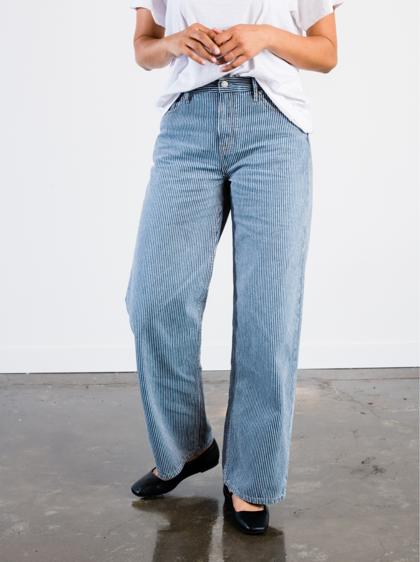 Elaine Wide Leg Jean | Railroad Stripe Wash