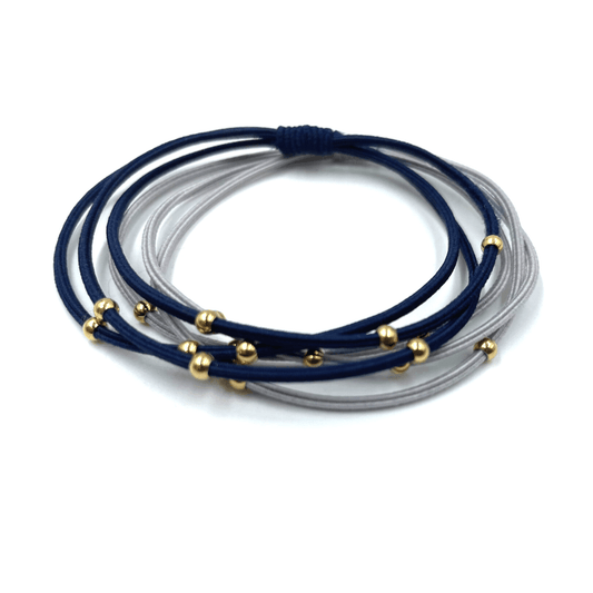 3mm Gold Water Pony Waterproof Bracelet Hair Bands in Gray and Navy #WP-G
