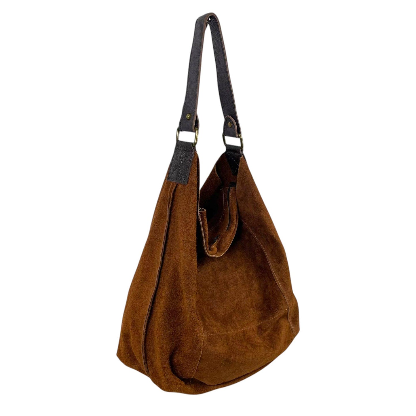 Large Suede + Leather Hobo Bag