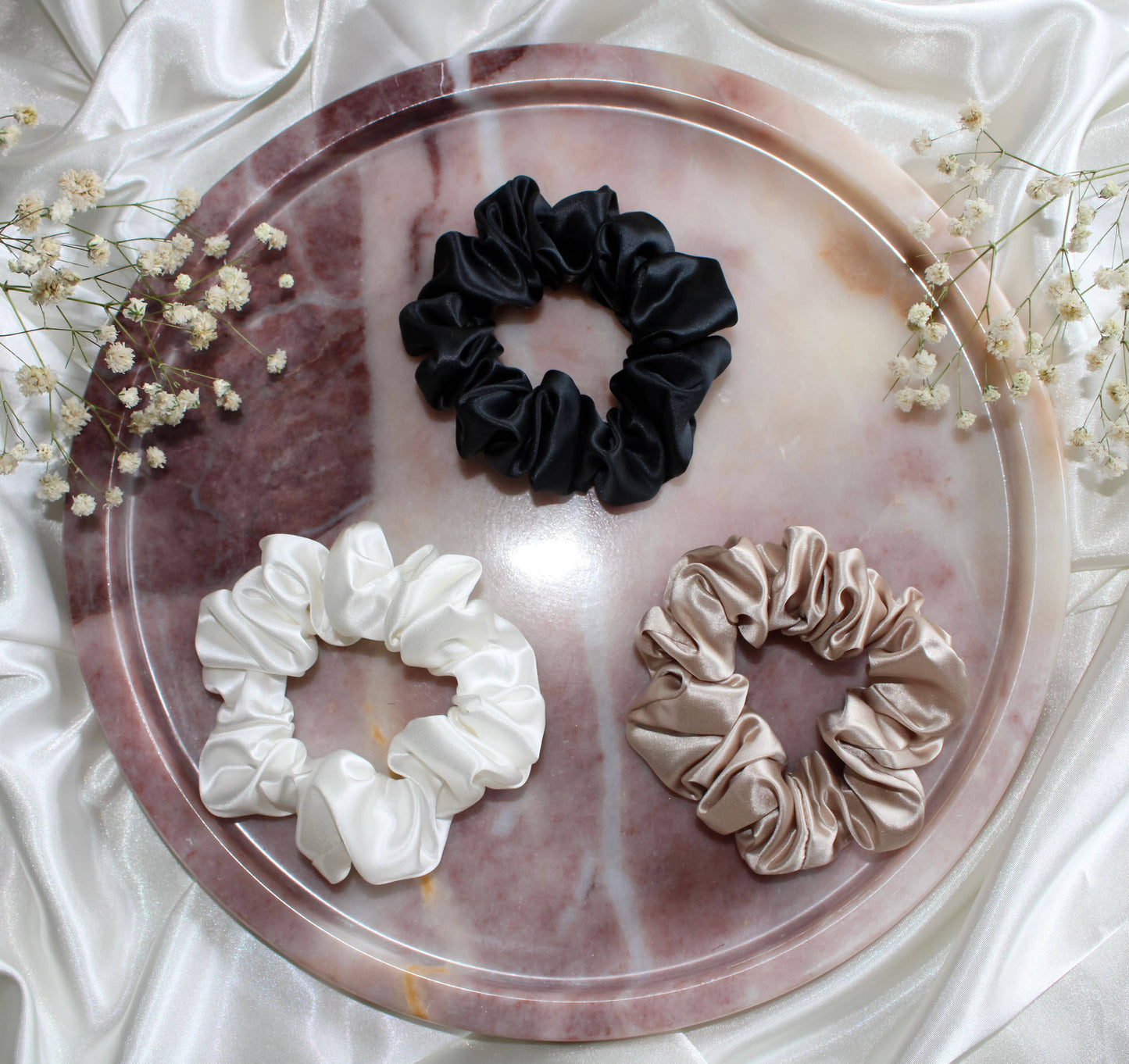 100% Organic Pure Silk Scrunchies