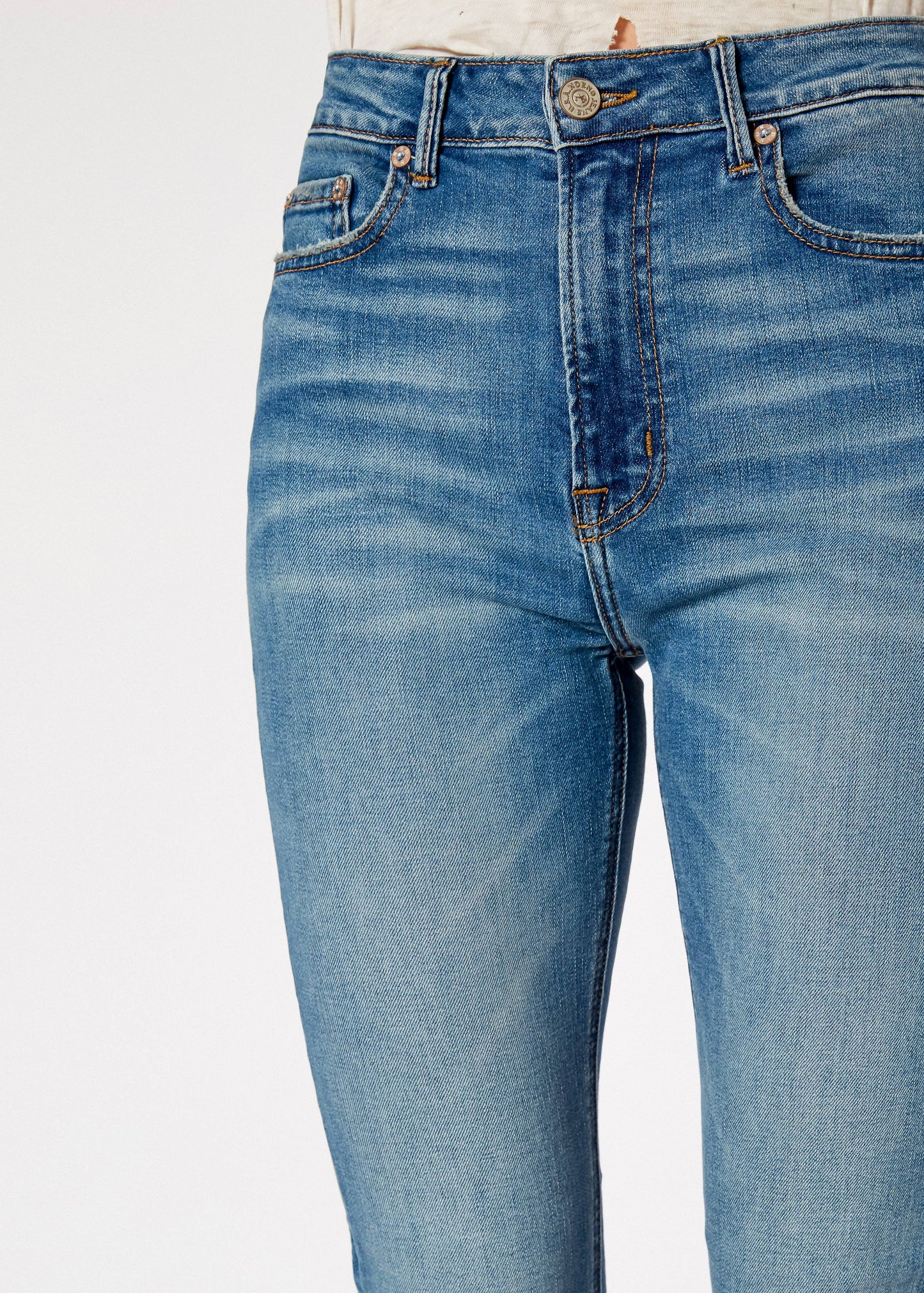 Celine High Rise Boot Cut Jeans - Medium Wash
