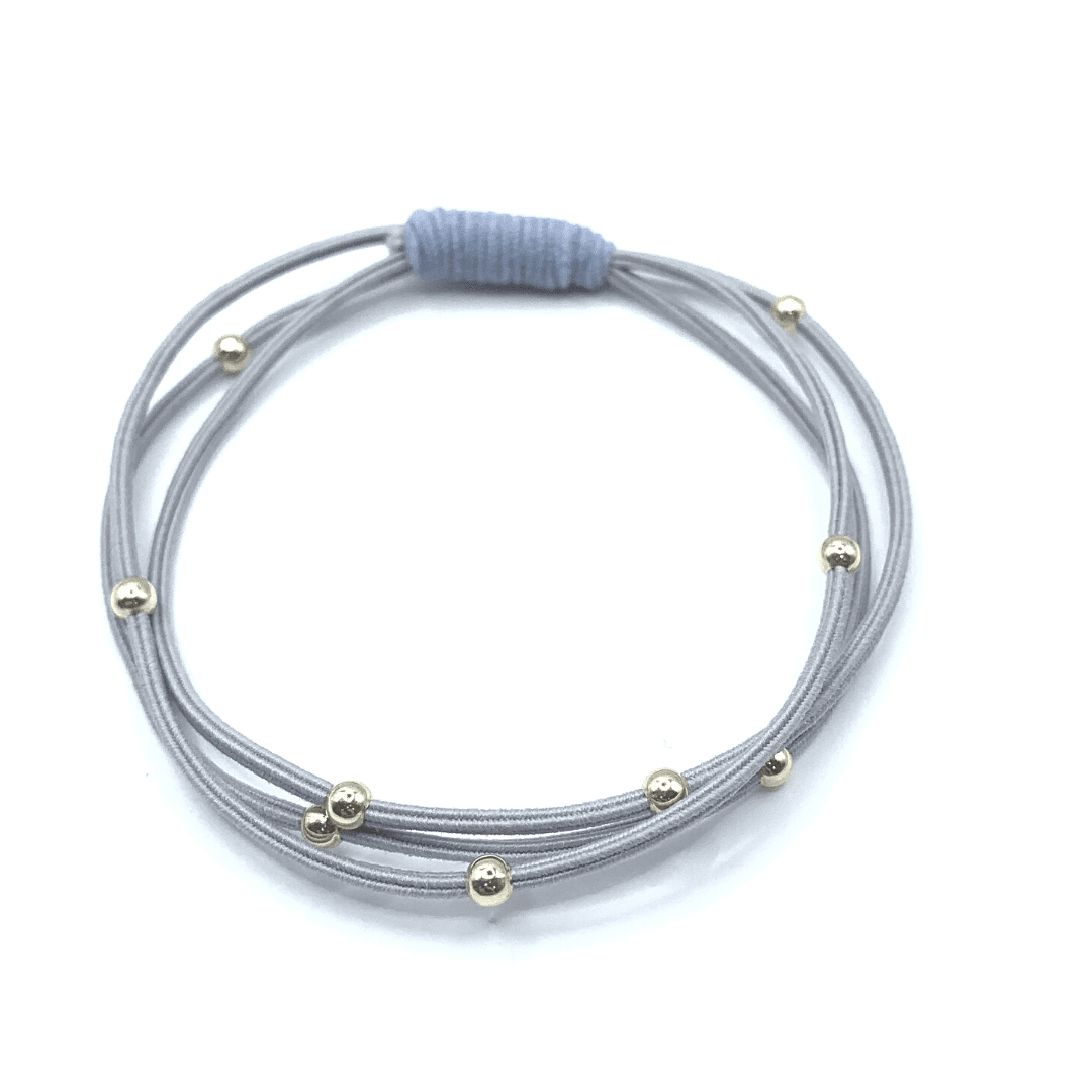 Single Water Pony 3mm Gold Waterproof Hair Band in Gray and Light Blue #WP-C