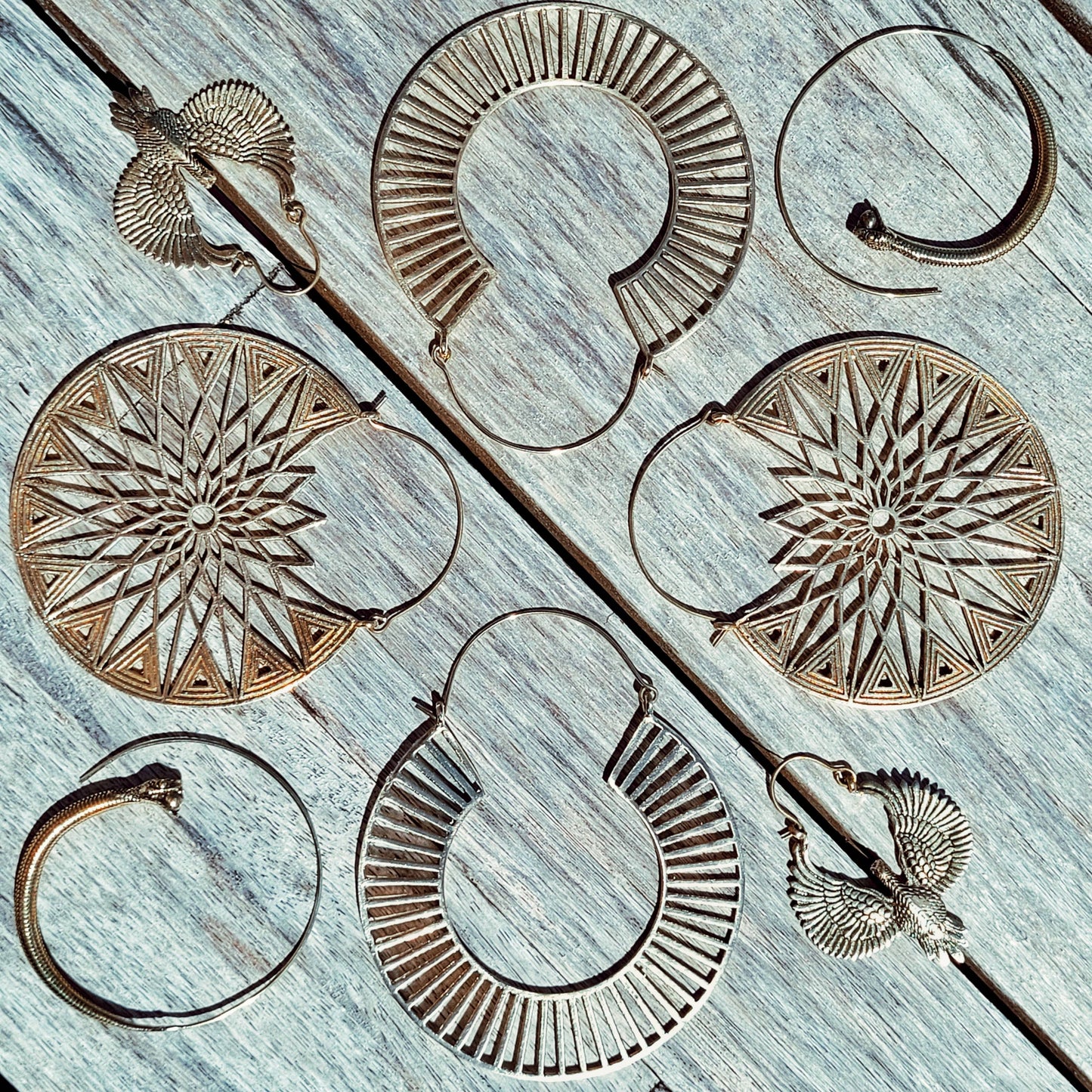 Brass cobra snake hoop earrings #BX32