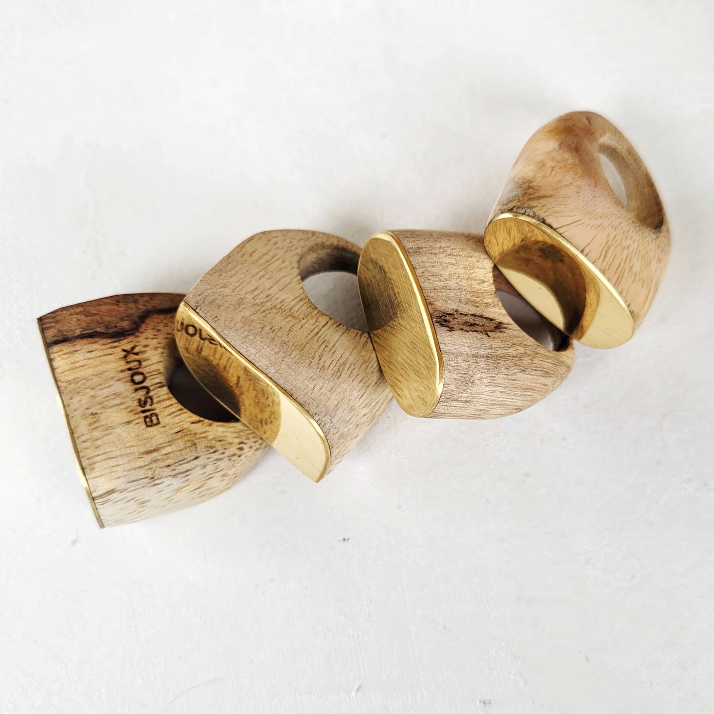 Wood brass chunky ring wooden rings