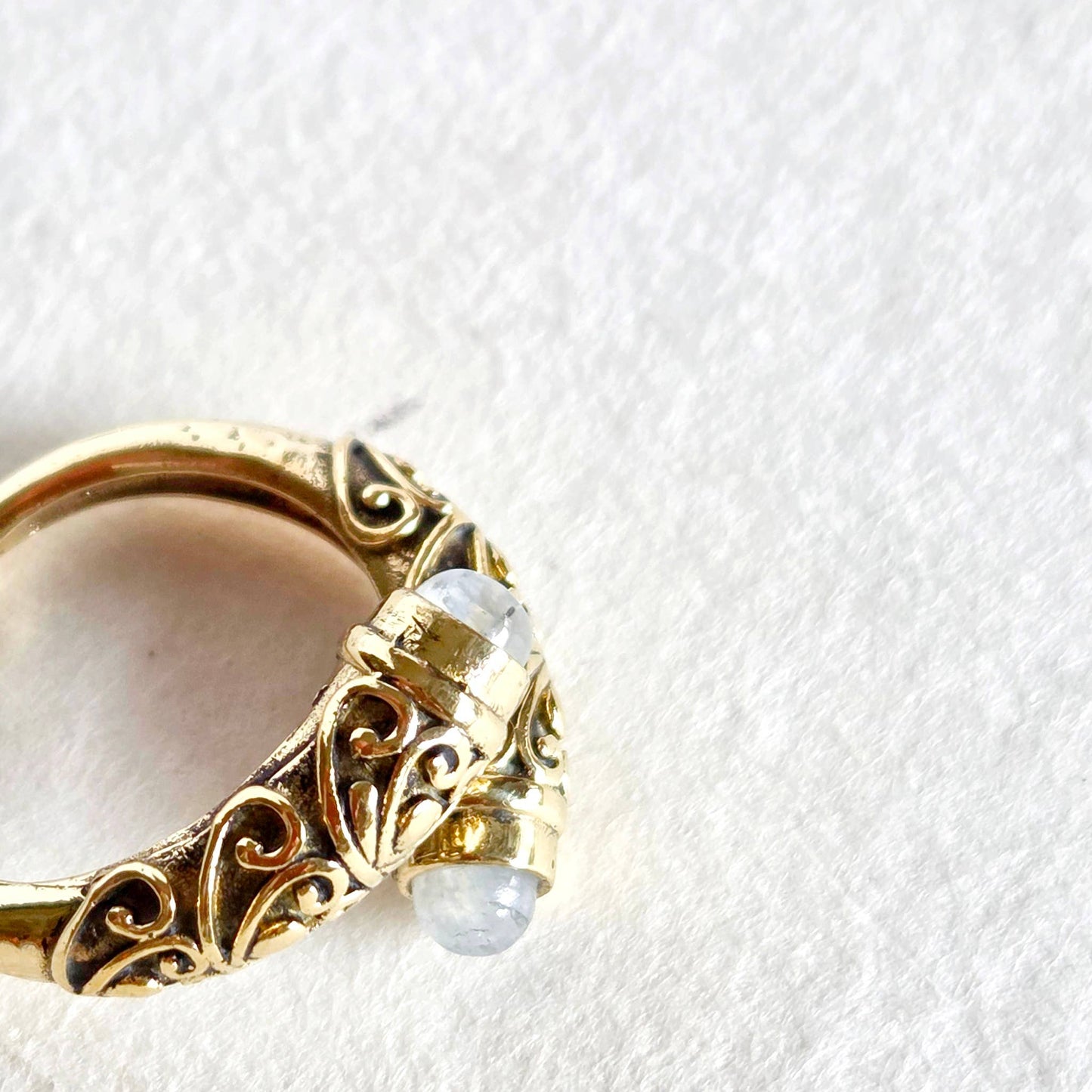 Brass Wrap Ring Handmade Green Agate