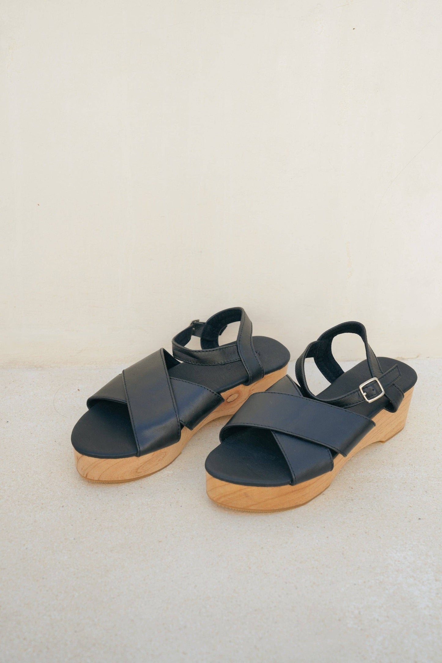 Mandy Cross Straps Wooden Sandal