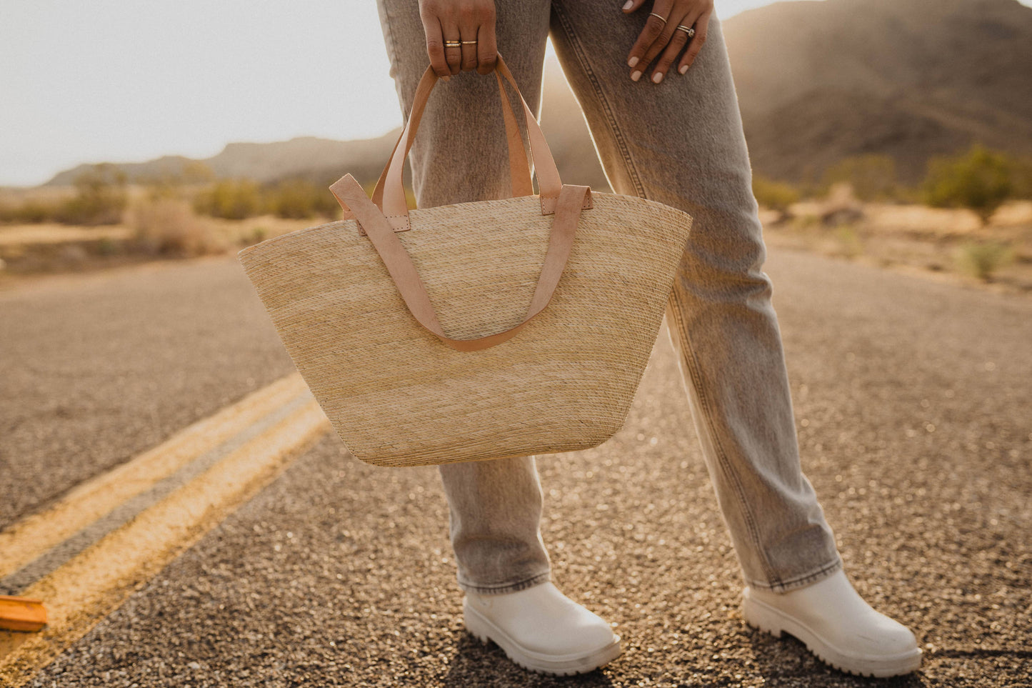 Abby Natural Palm Leaf Handbag Purse