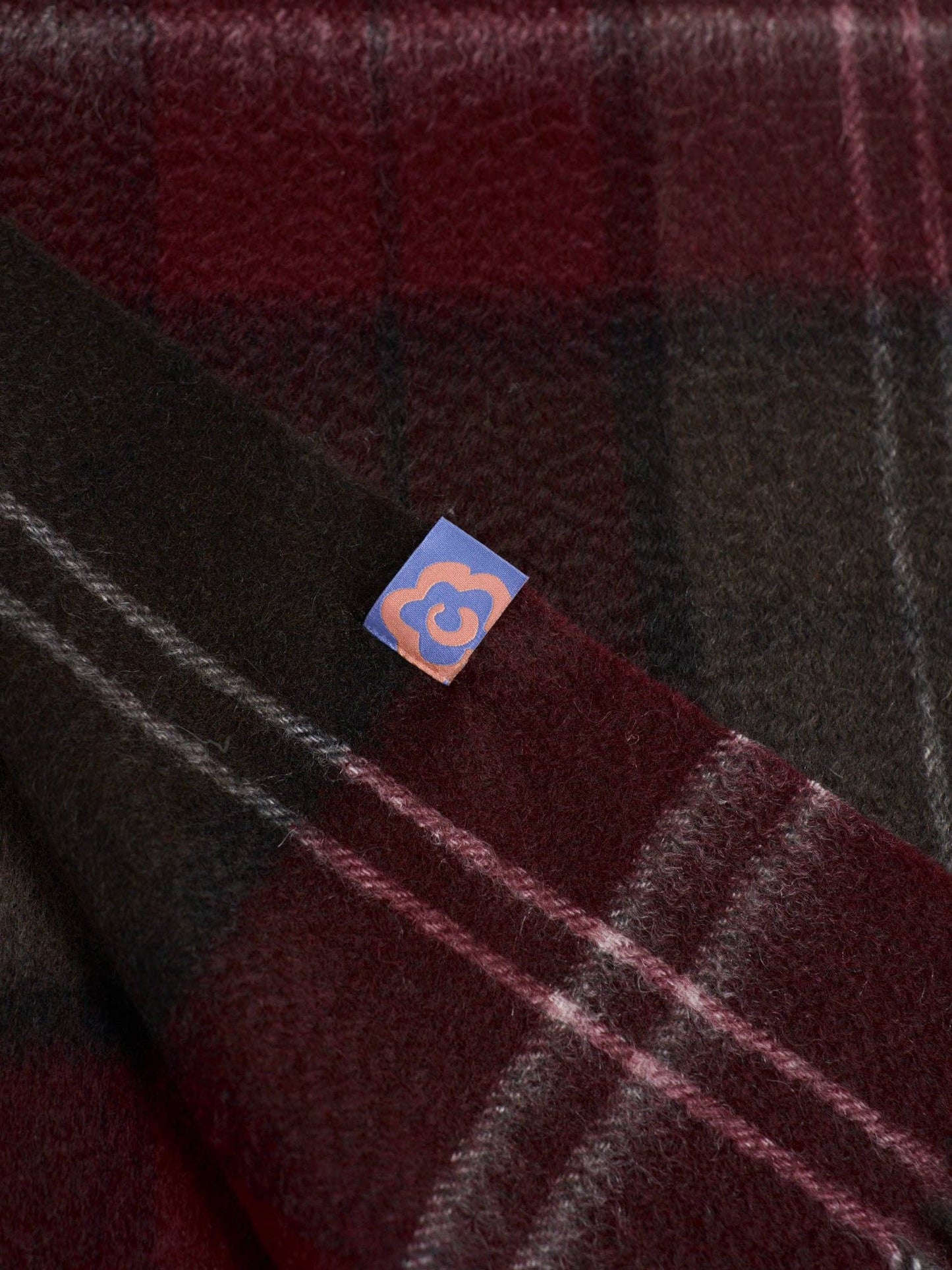 "Plaid" Cashmere Scarf - Dark Red