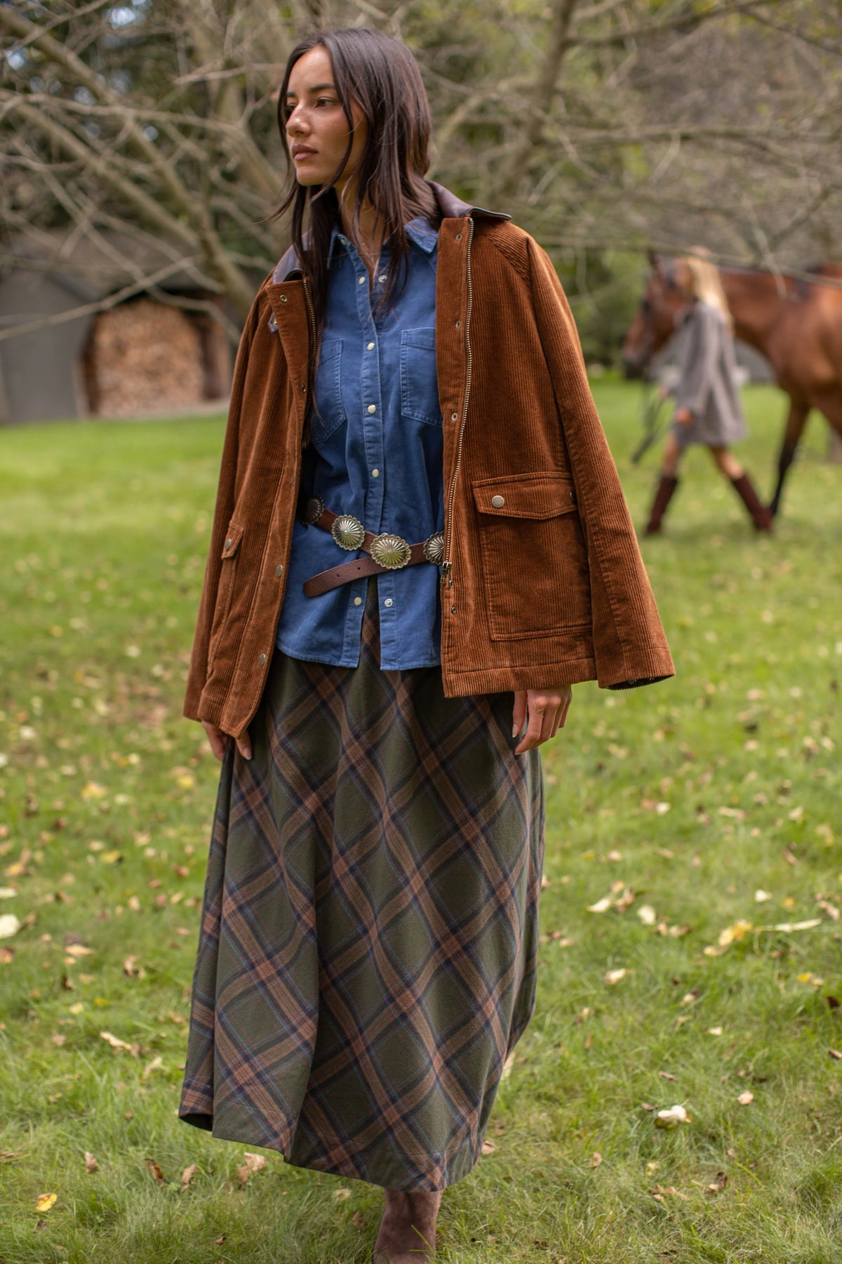 Marea Charlotte Skirt | Hunter Plaid