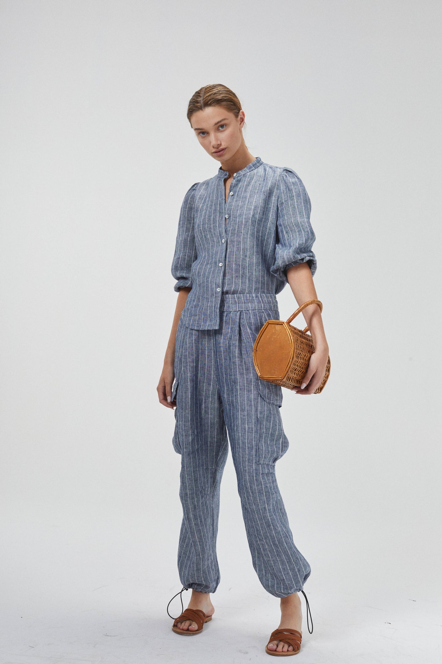 Meknes Linen Shirt - Navy Stripes