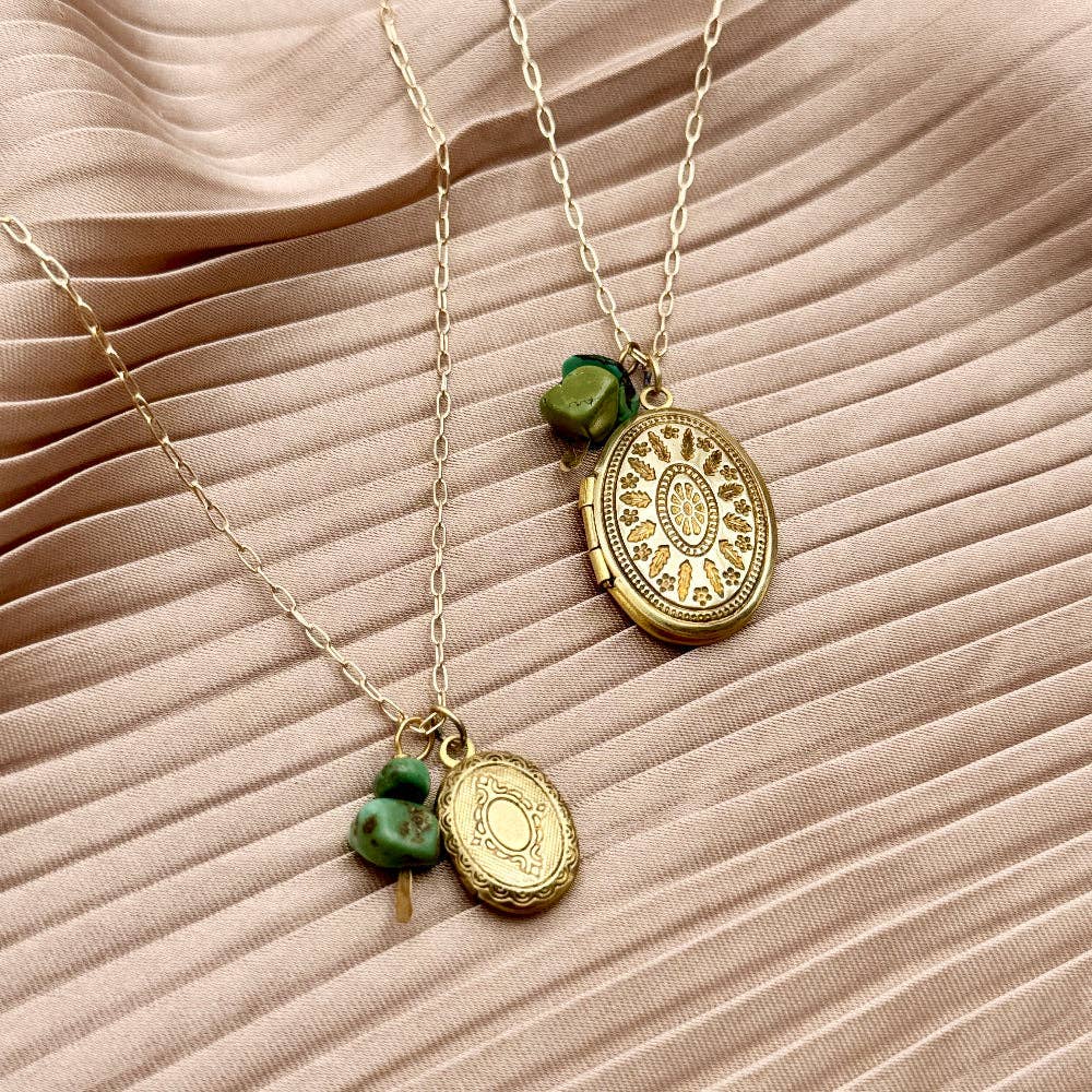 Handmade Capsule Locket Necklace (Turquoise)