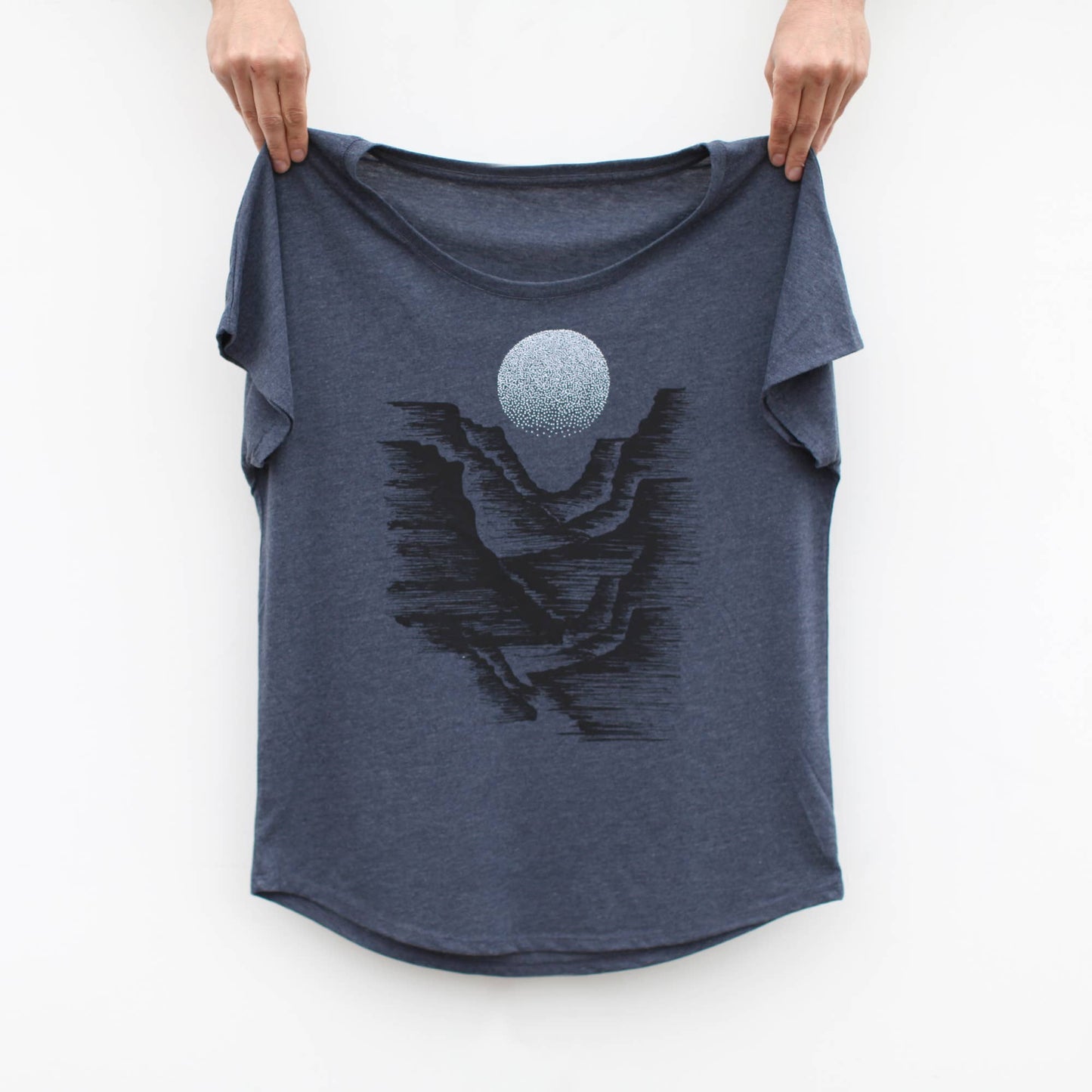 Canyonlands Full Moon Tri-Blend Dolman Sleeve Top Navy Blue