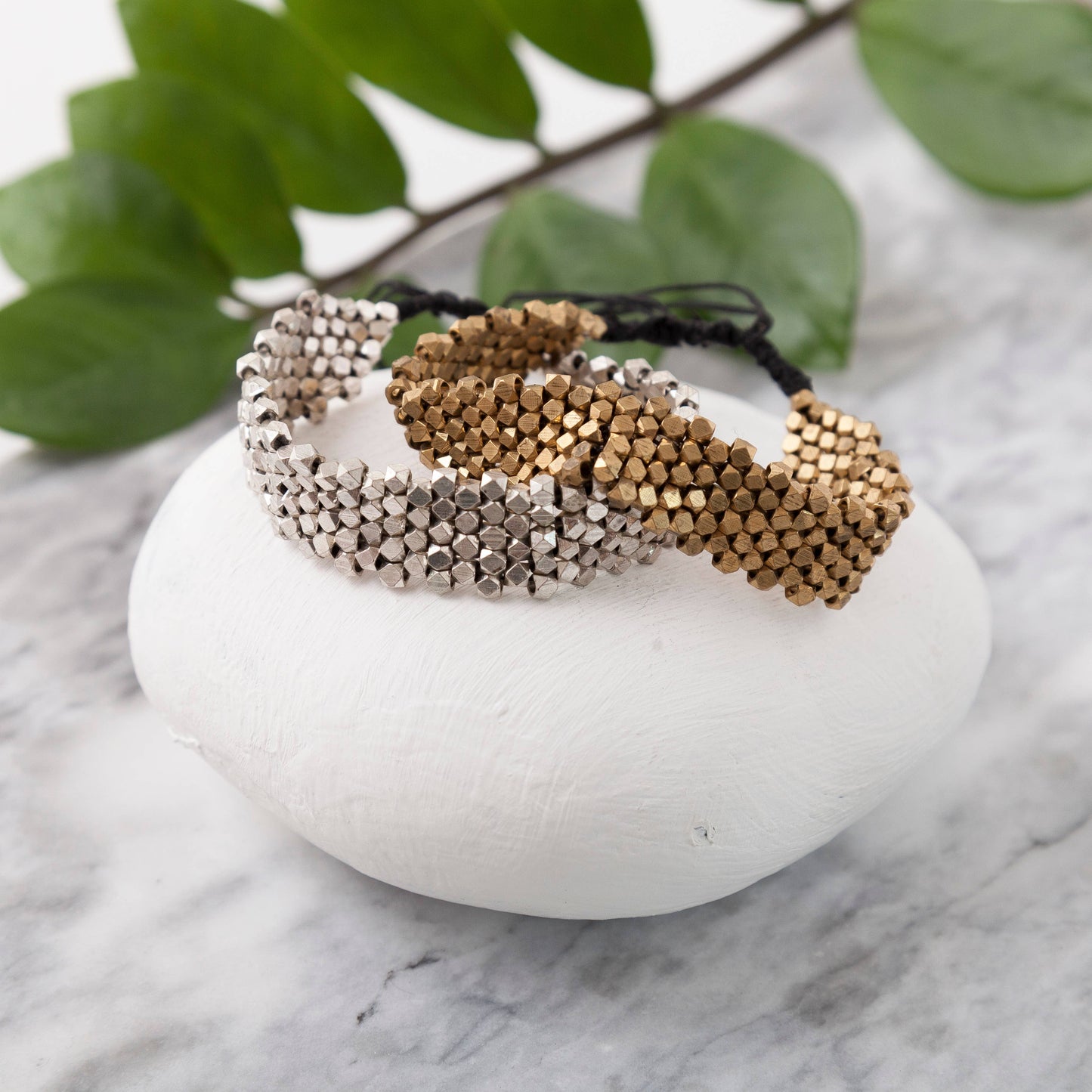 Adjustable Brass Bead Band Bracelet