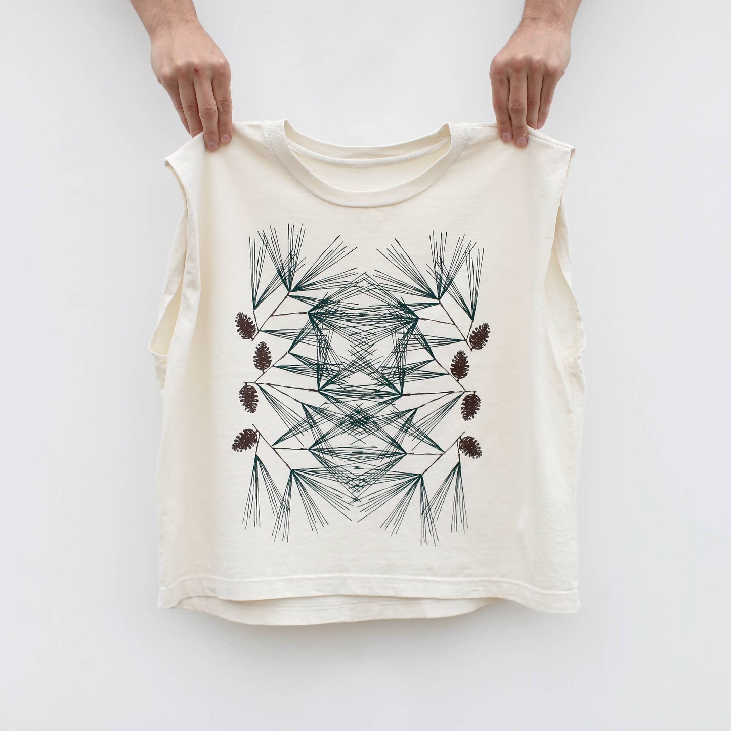 Pine Needles and Pinecones 100% Cotton Muscle Tank Natural
