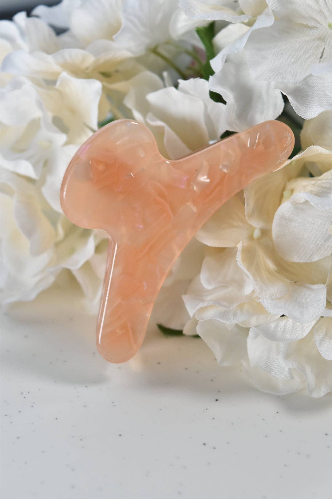 French Claw in Peach | Pink Orange Marbled | Acetate and Stainless Steel Hair Claw Clip