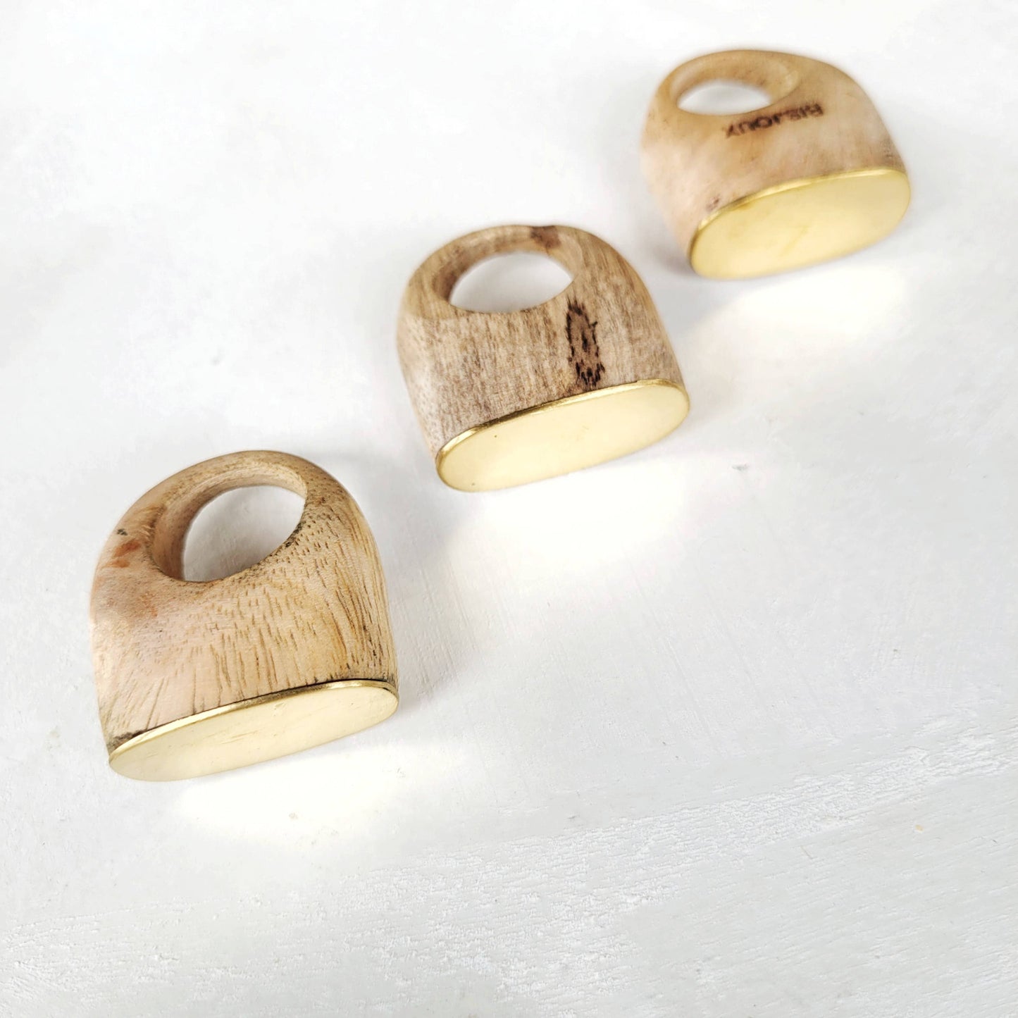 Wood brass chunky ring wooden rings