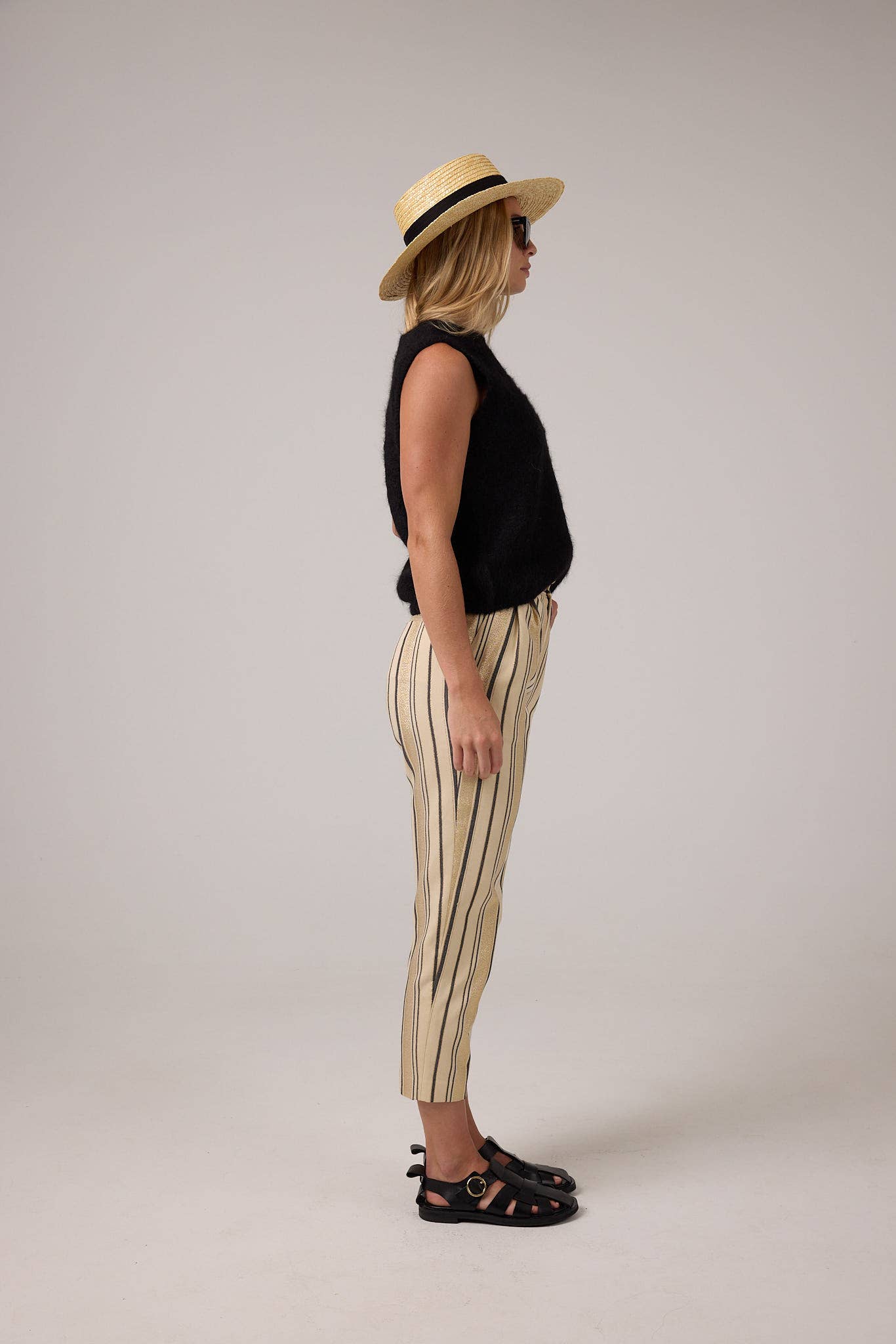 Rome Jacquard Pants - Gold Stripes