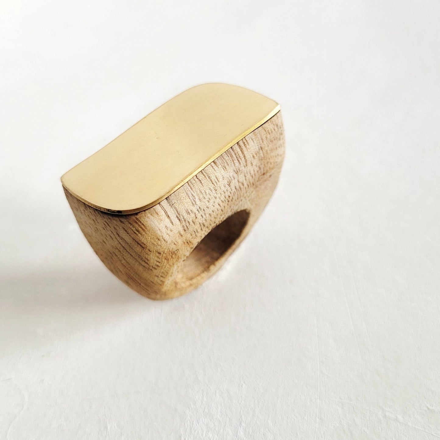 Wood brass chunky ring wooden rings