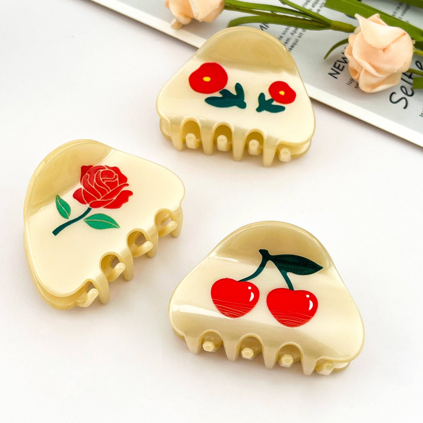 Petite Cherry Acetate Hair Claw Clip-Summer gift